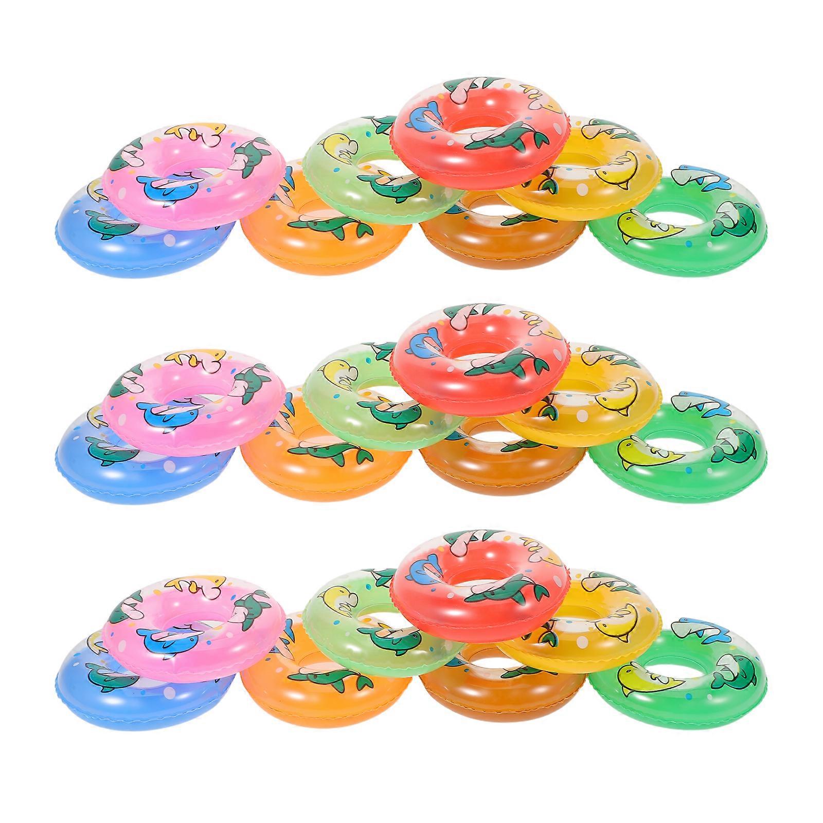 Children's Floating Mini Inflatable Swim Rings For Pool Beach Party Decorations In Assorted Color 48Pcs