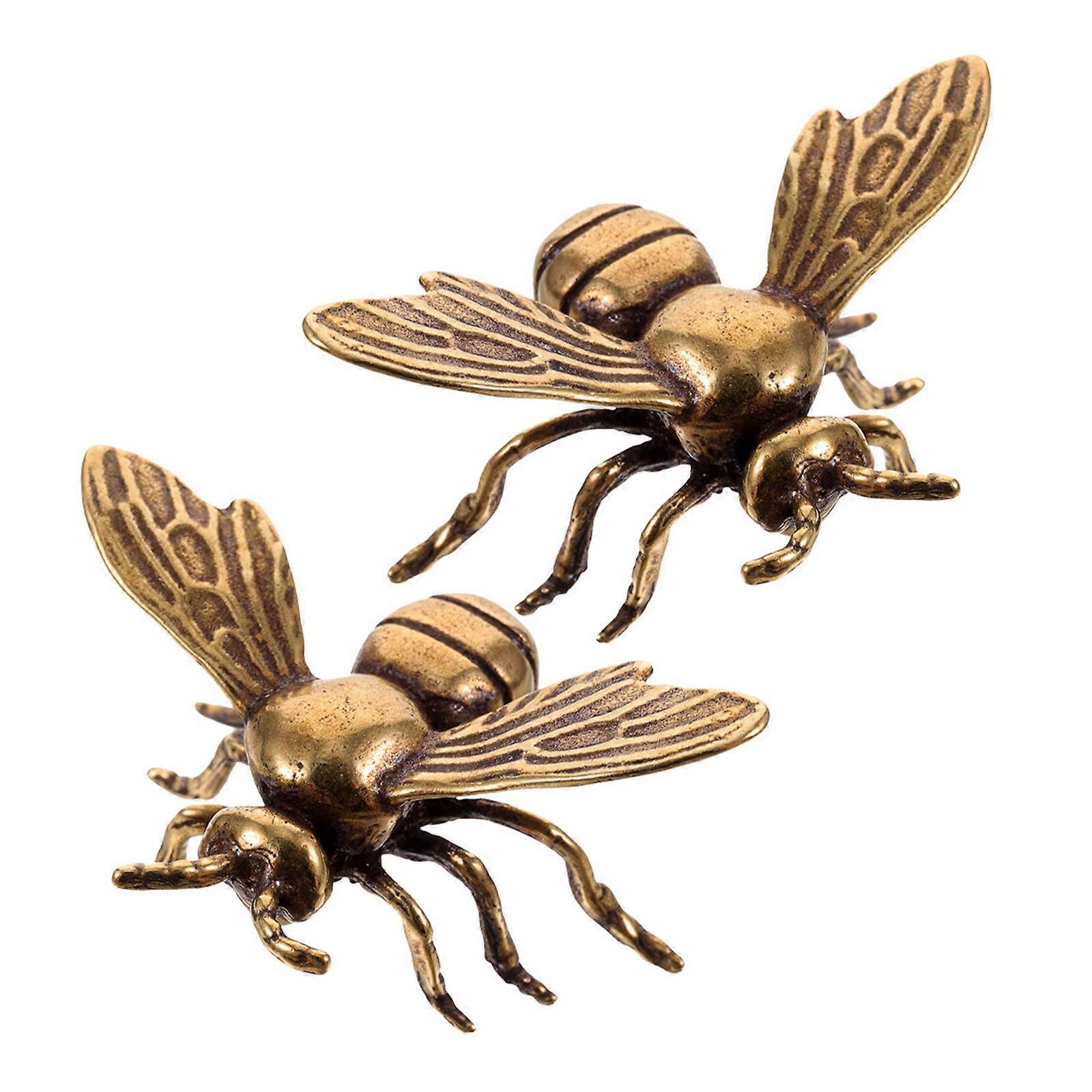 Vintage Brass Bee Craft Decorative Statue for Home Use 6Pcs