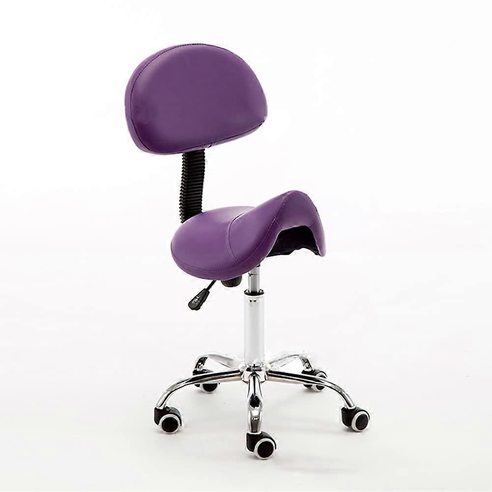Adjustable Swivel Stool With Wheels Synthetic Leather Seat Height 4353 Cm Backrest