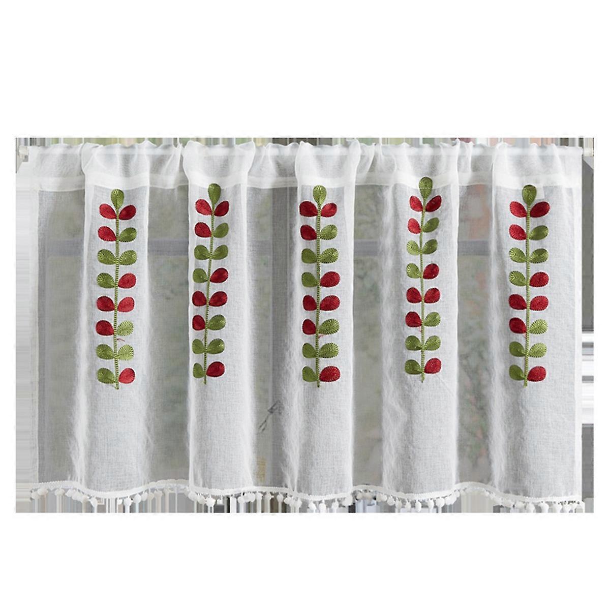 Embroidered Semi-transparent Curtains Kitchen Half Window Sheer A