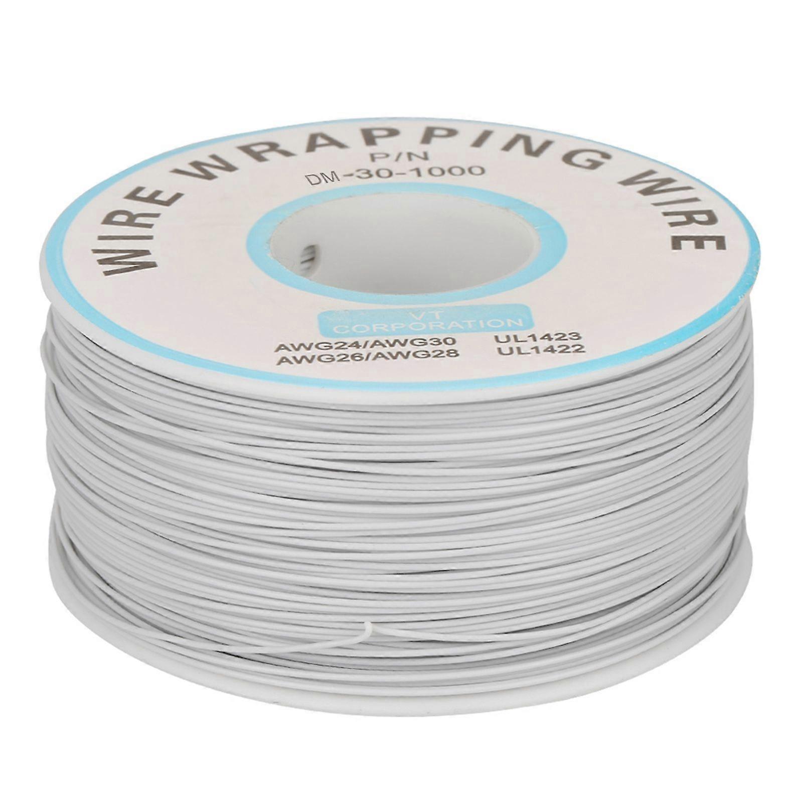 1Roll WiRe Wrapping Single Copper Wire Strand 30AWG Cable 0.25mm Core Diameter (White)
