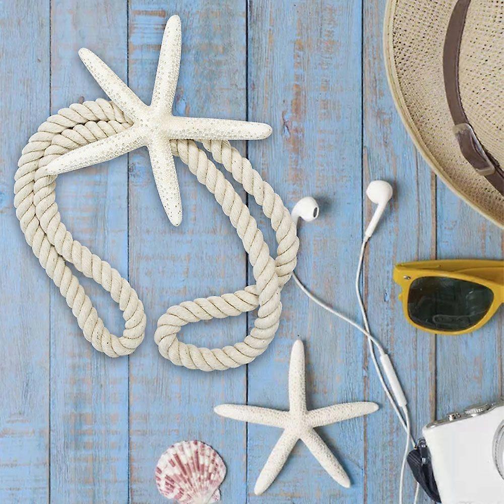 Rope Curtain Tiebacks Natural Starfish Drapery Holdbacks with Cotton Rope for Drapes Beach Themed Home Room Window Coastal Decor