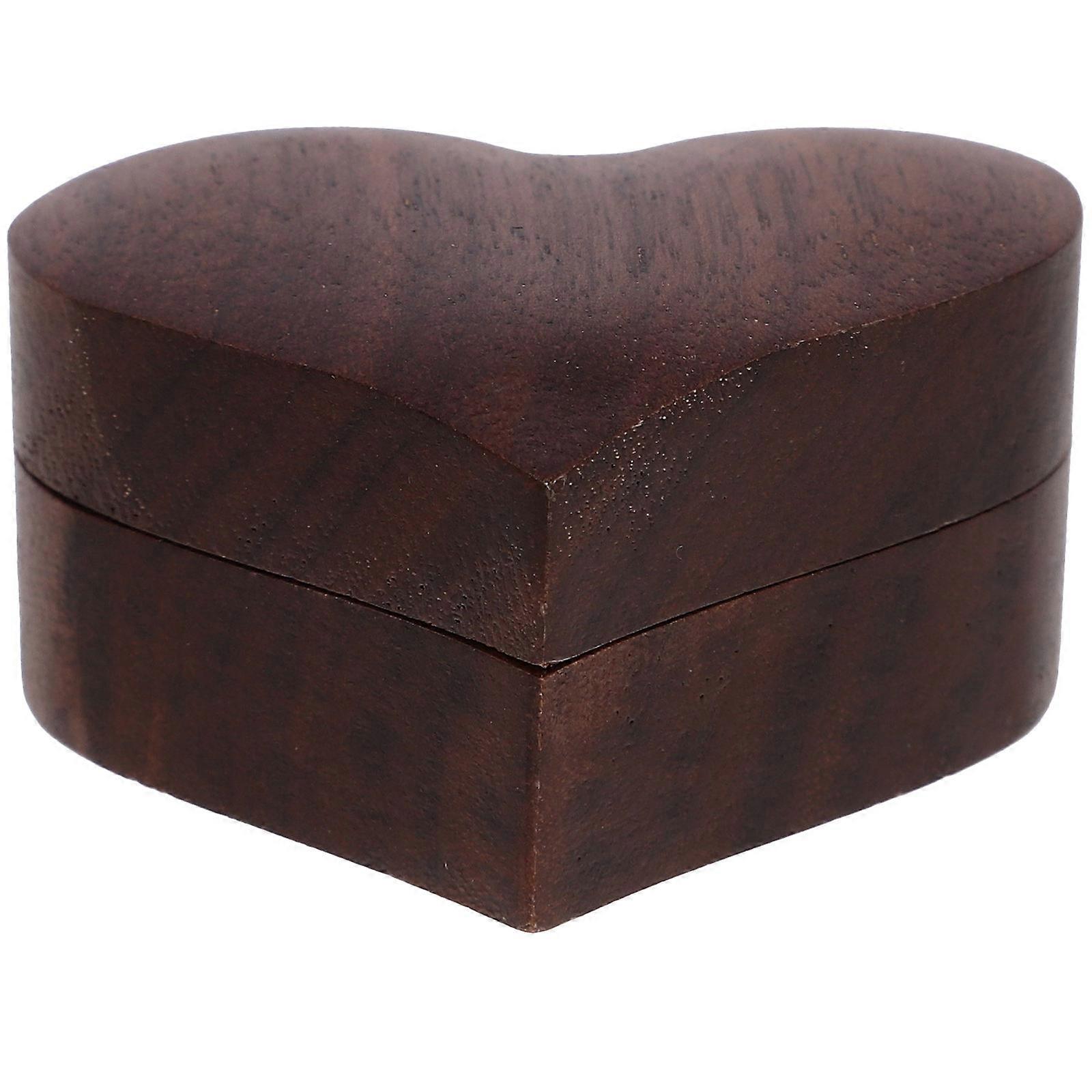 Ring Case Heart Shaped Wood Ring Box for Wedding Ceremony 4Pcs Set