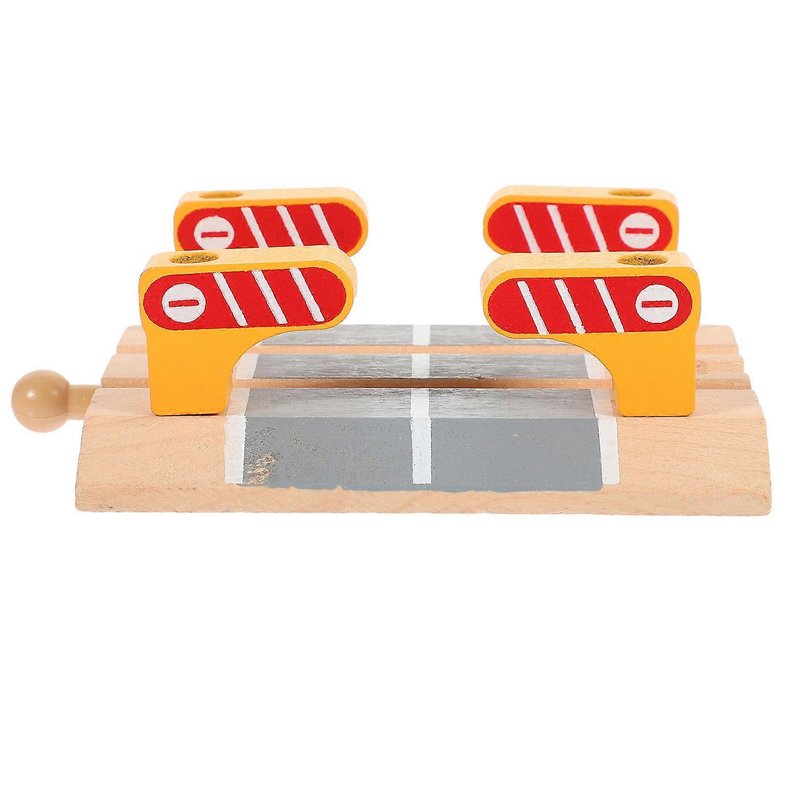 Wooden Train Track Plaything Railing Barrier Model 3Pcs DIY Set