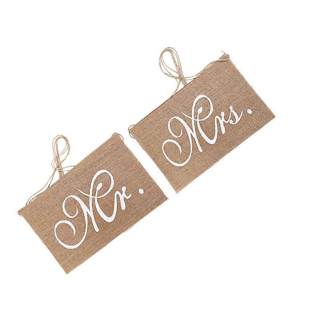 Burlap Chair Banner Wedding Banner for Decoration 6Pcs Rustic Style