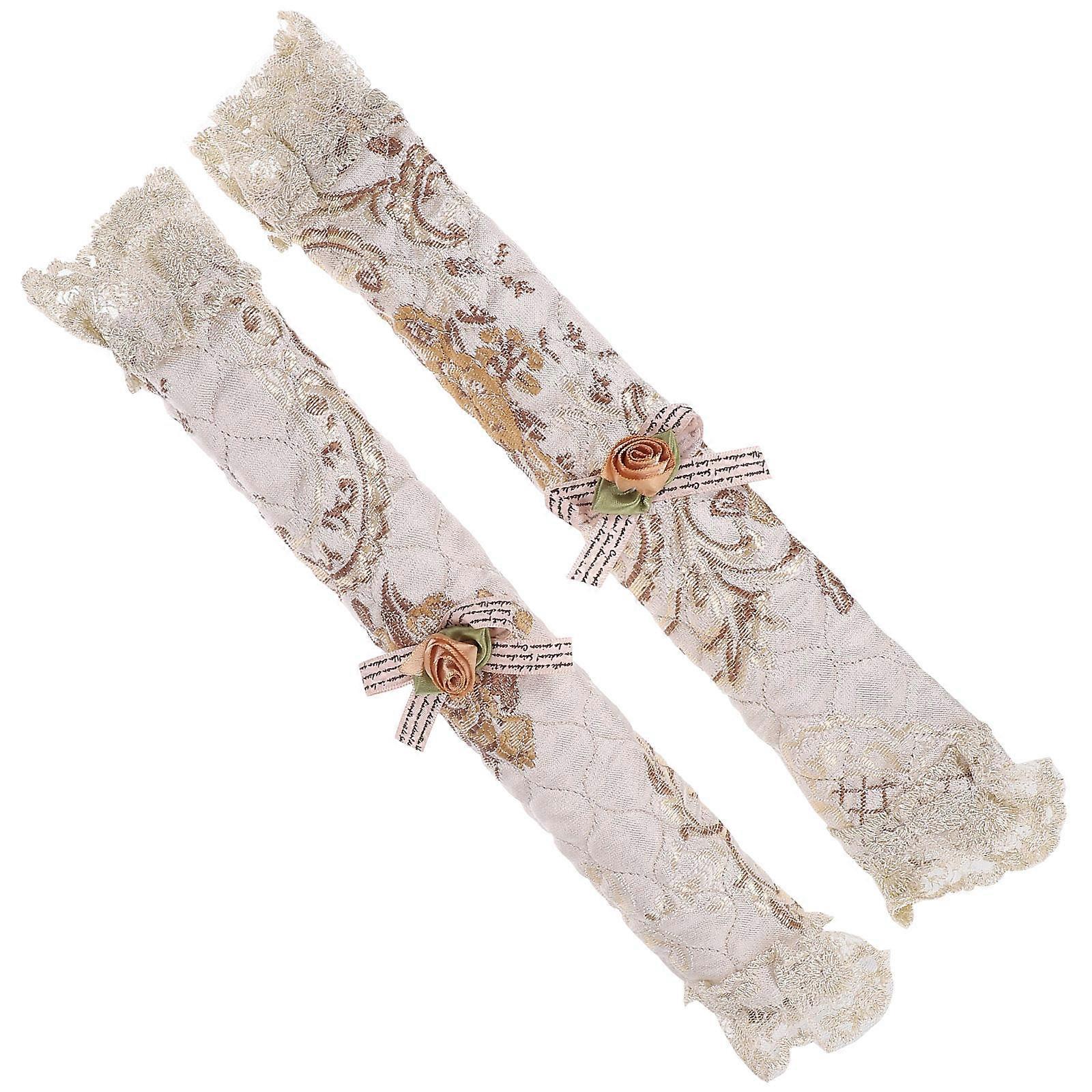 Spring Refrigerator Door Handle Covers Imitated Silk Fabric Easy to Install 1Pair