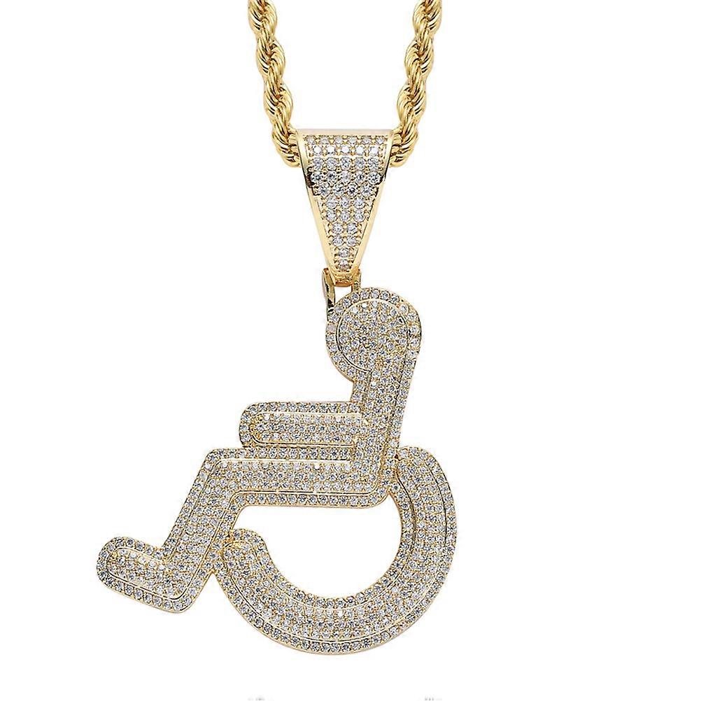Unique Neck Jewelry Featuring Creative Wheelchair User Shape For Youth And Enthusiasts In Gold Color For Cosplaying 3 Pcs