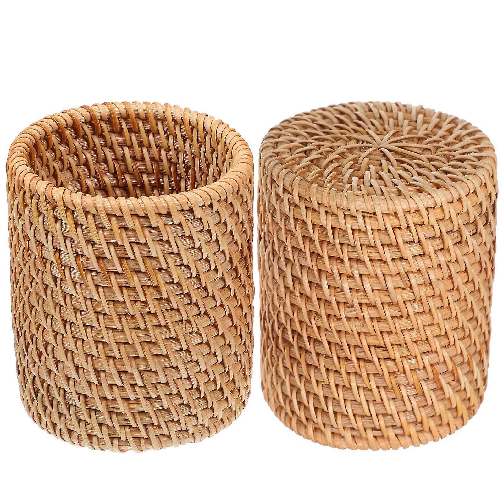Sturdy Multi-Functional Pencil Holders 8Pcs Perfect For Desk Organization In Office And Study Featuring Rustic Woven Design