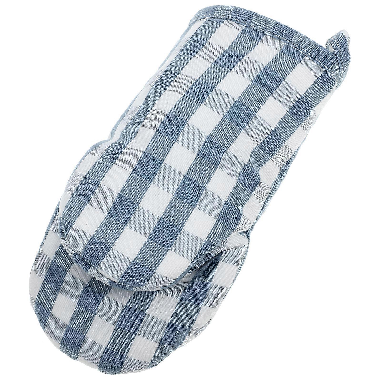 Protective Cotton Oven Mitts Heat Resistant Gloves for Baking 5Pcs Blue