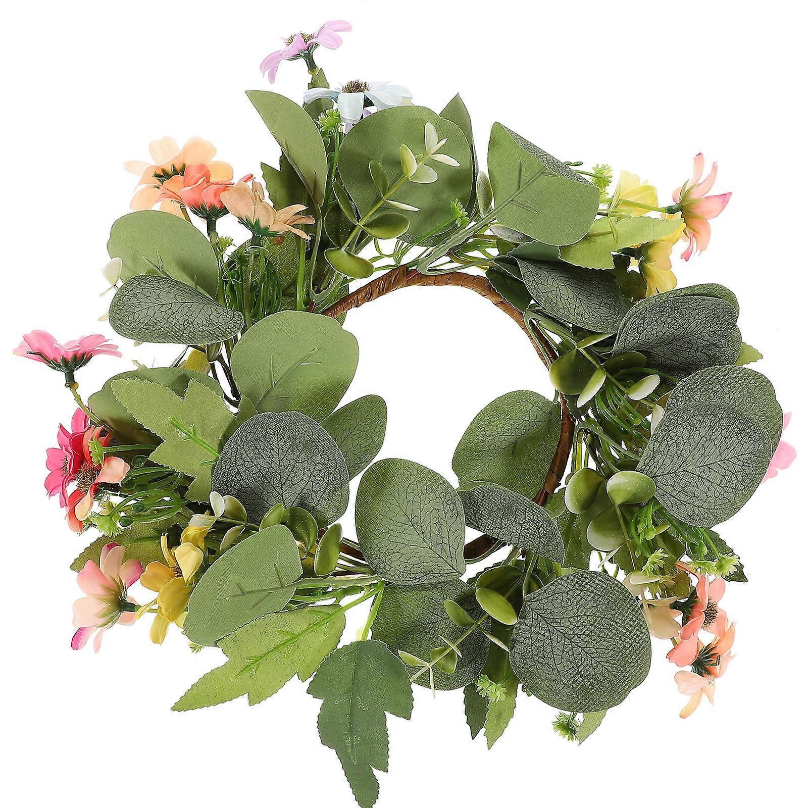 Artificial Eucalyptus Leaf Wreath Front Door Hanging Wreath for Decor 5Pcs Pink