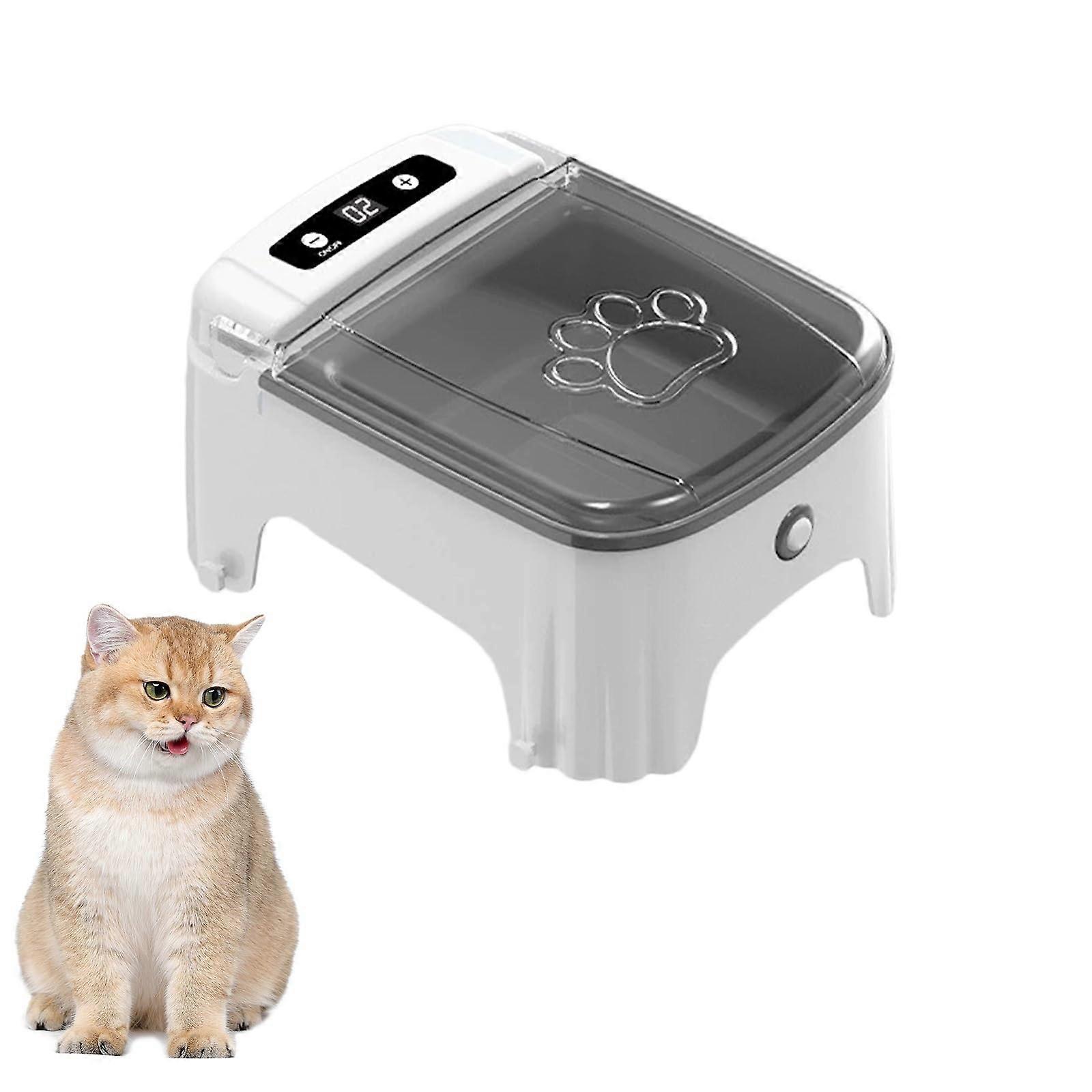 Automatic Cat Dog Feeder With Timer Auto Pet Feeder Feeding Station For Wet And Dry Food Grey