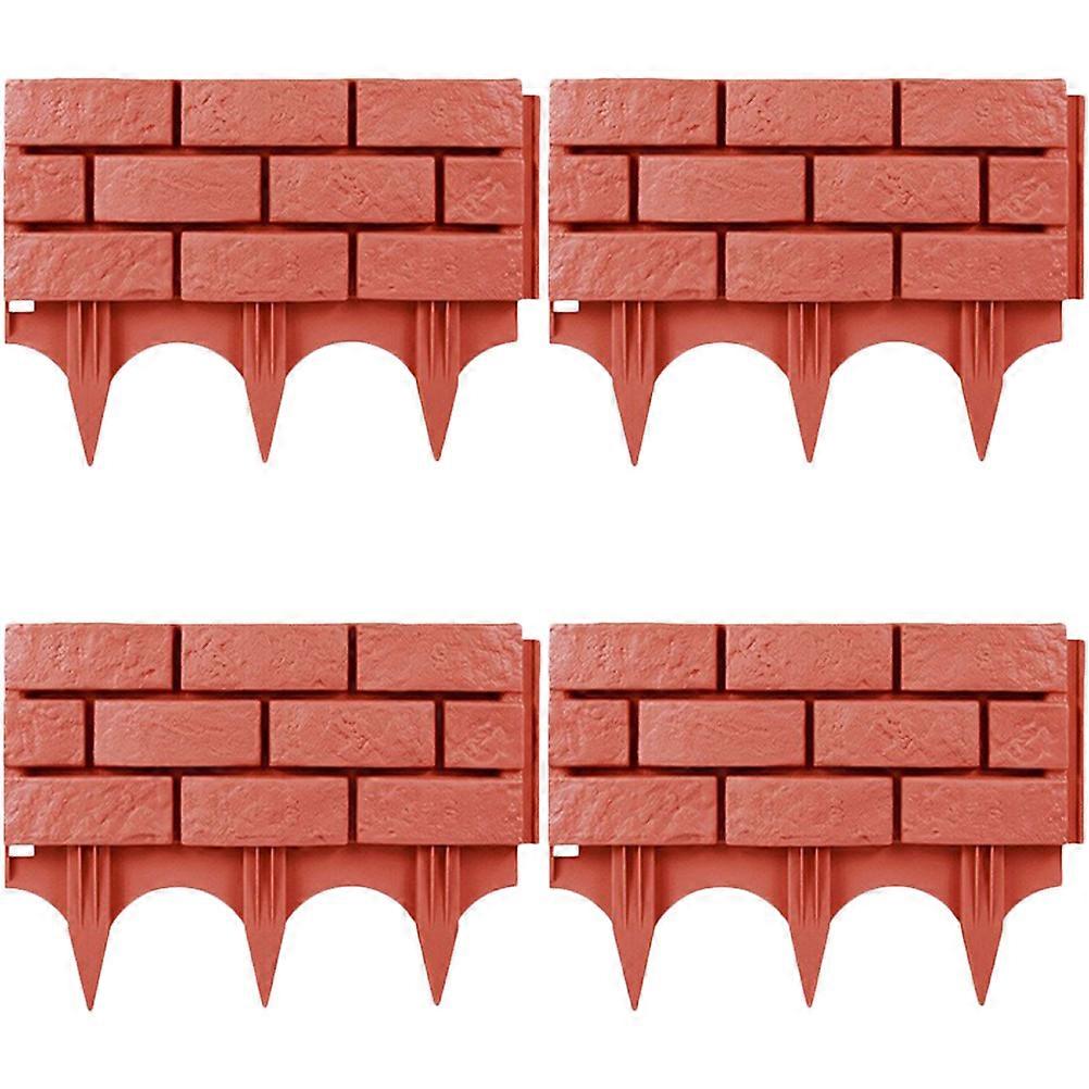 Imitation Stone Garden Fence 4Pcs Plastic Fence Durable Garden Division Fine Workmanship for Paths and Courtyards