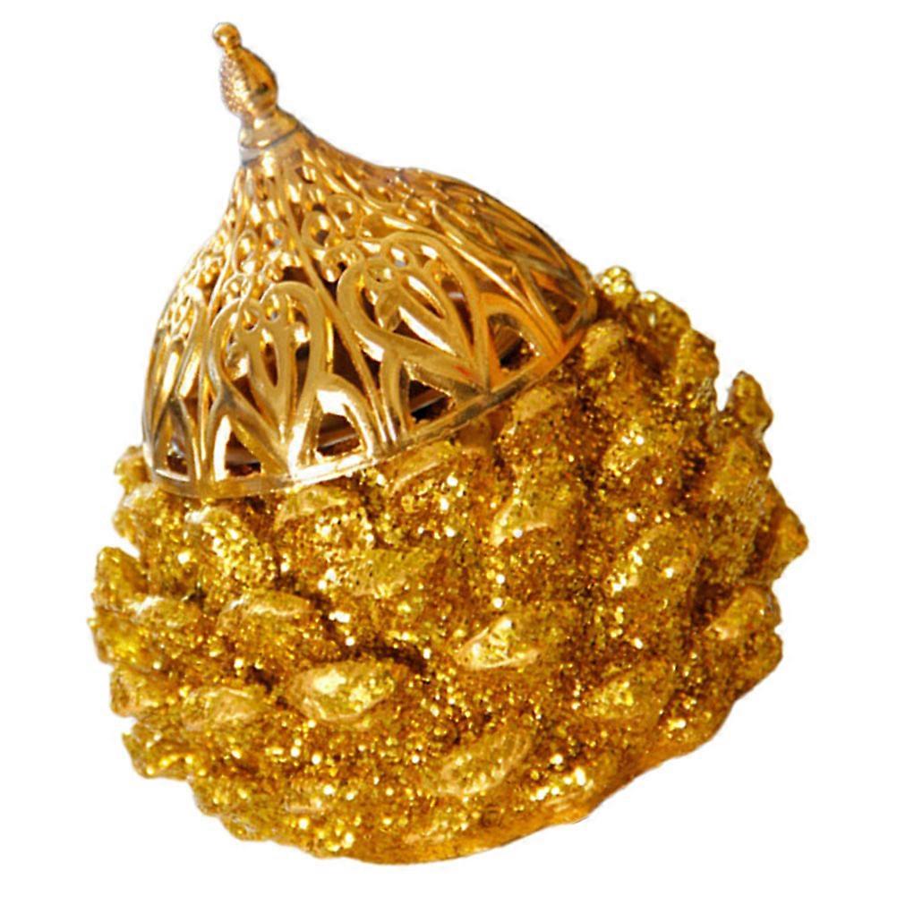 Incense Burners 2Pcs Aromatherapy Desktop Incense Holder Home Decor Golden Smooth Lines Round Bottom