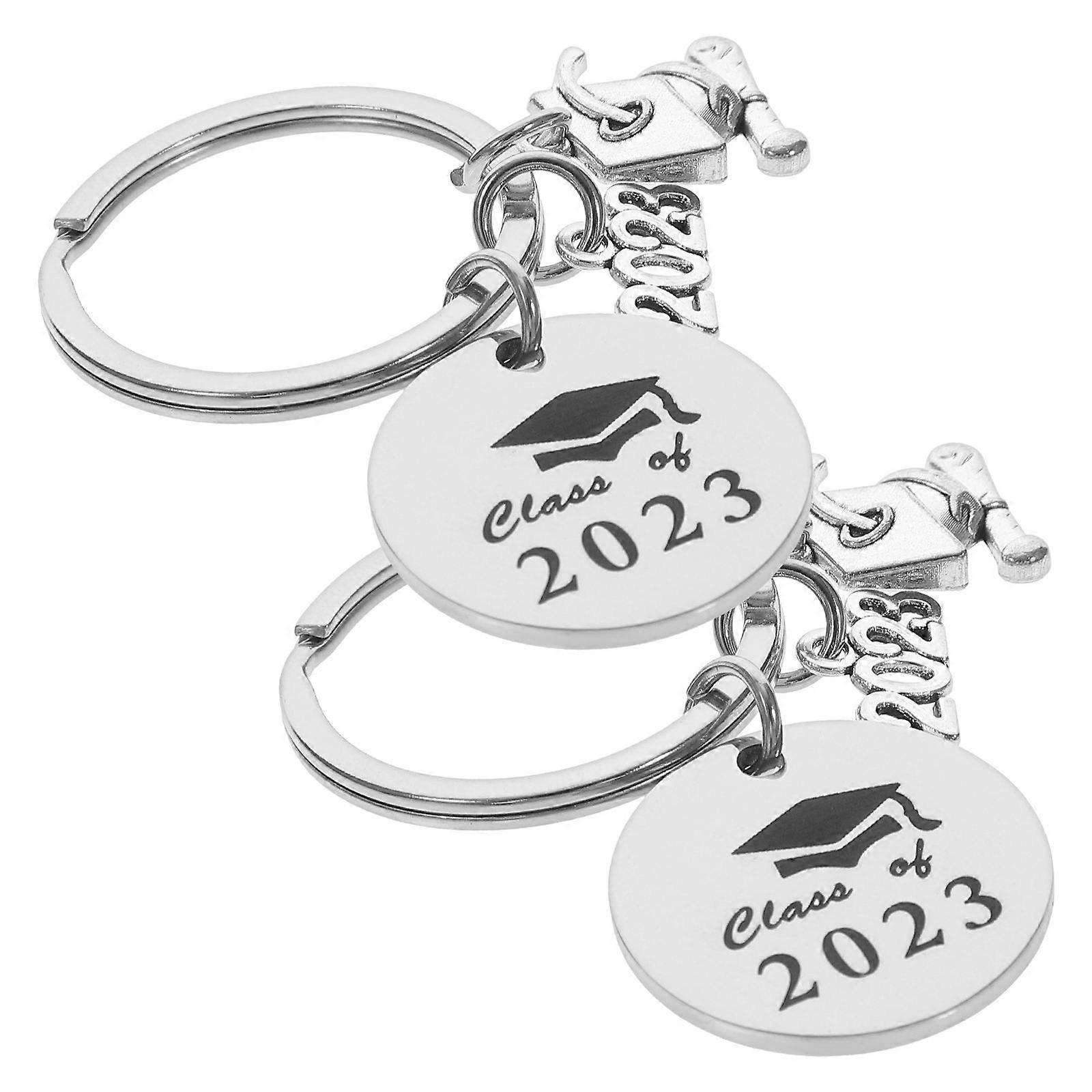 Graduation Keychains Stainless Steel Key Rings for Daily Use Set of 8