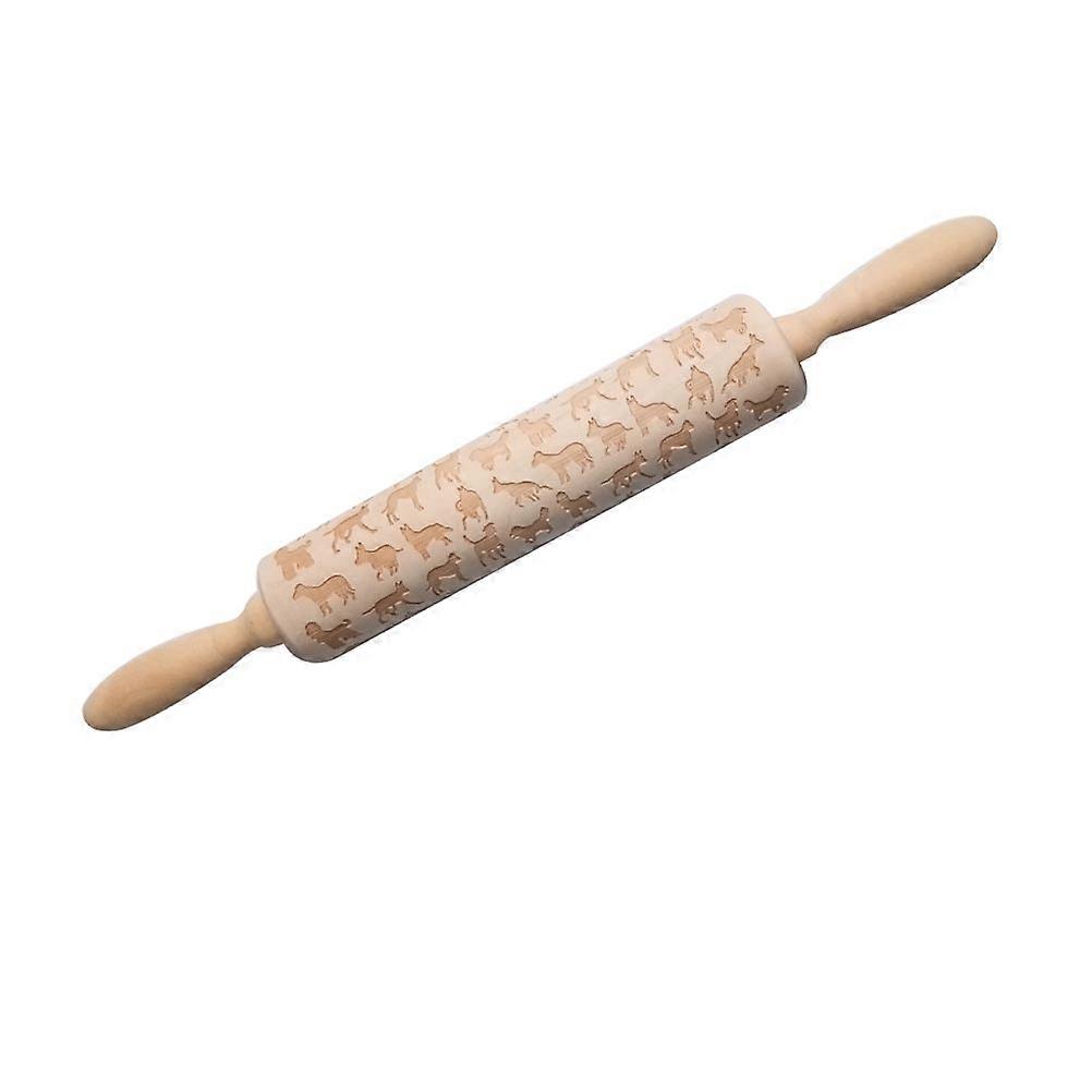 Embossing Rolling Pin Wooden Rolling Pin for Dough 2Pcs Dog Printing