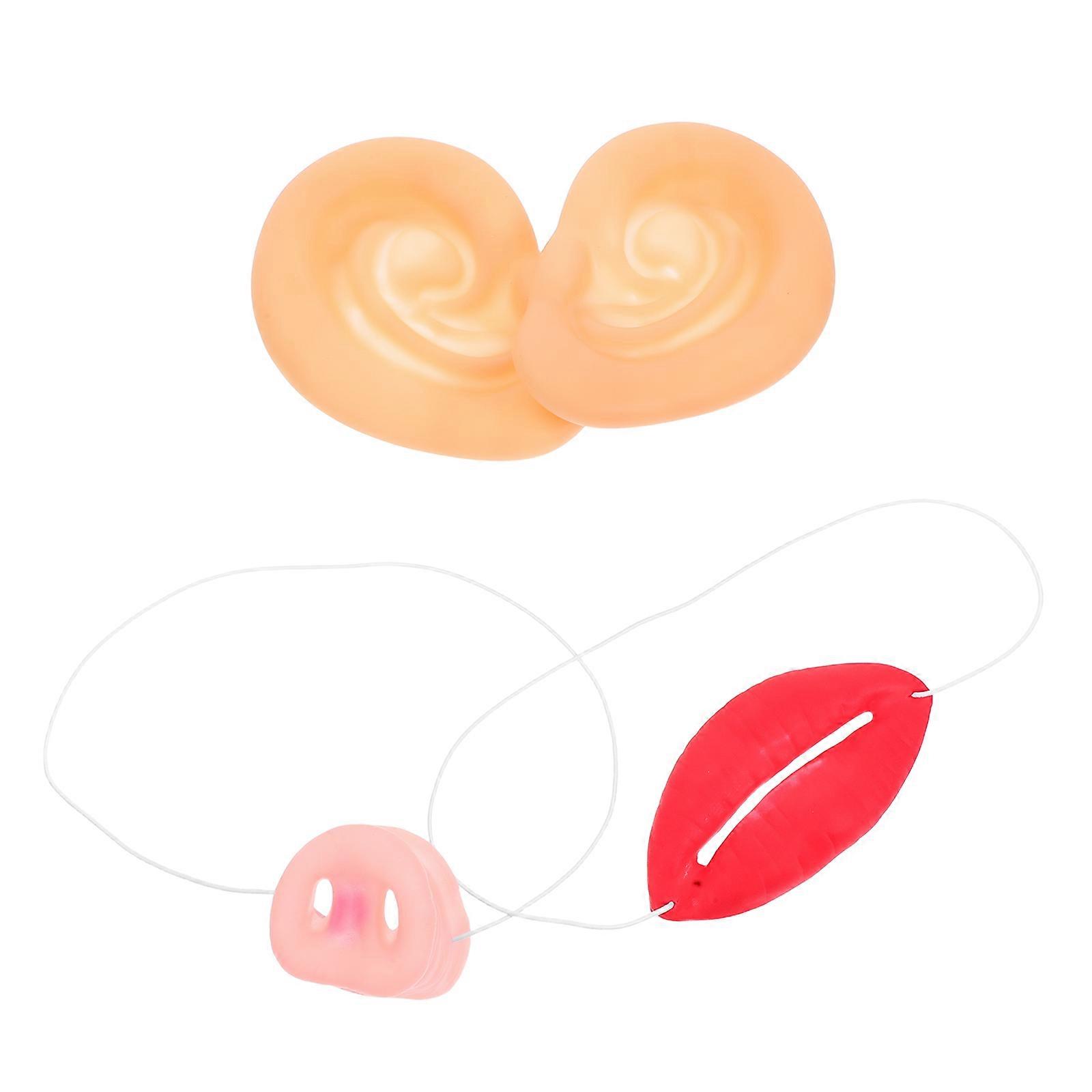Realistic Pig Nose and Ear Costume Set for Role Play 3Sets