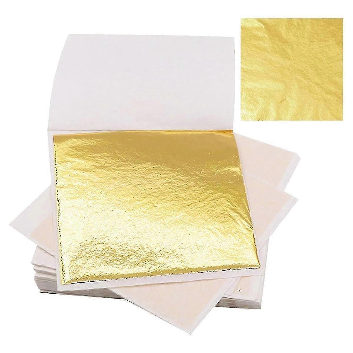 200 PCS Gold Sheets Gold Foil for Art Gilding Flakes Multipurpose Gold Leaves Flakes Gold Flakes 8.5 X 8 cm-Good