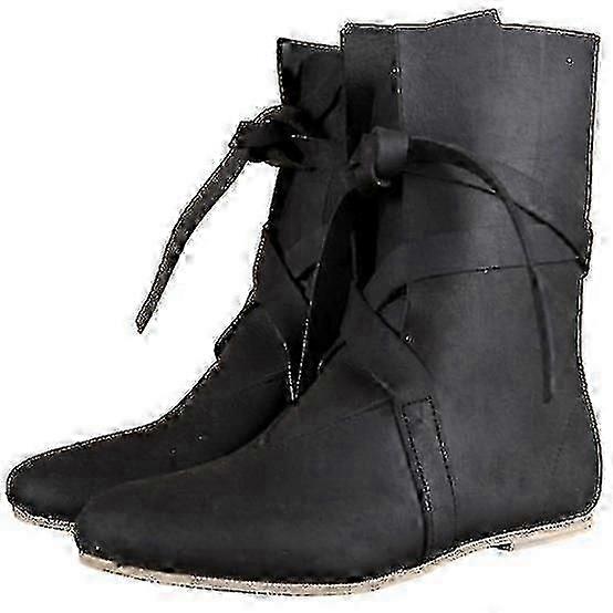 Erkek Ortaçağ Botları Rönesans Cosplay Ayakkabıları Viking Deri Botlar Korsan Bağlı Ayakkabılar