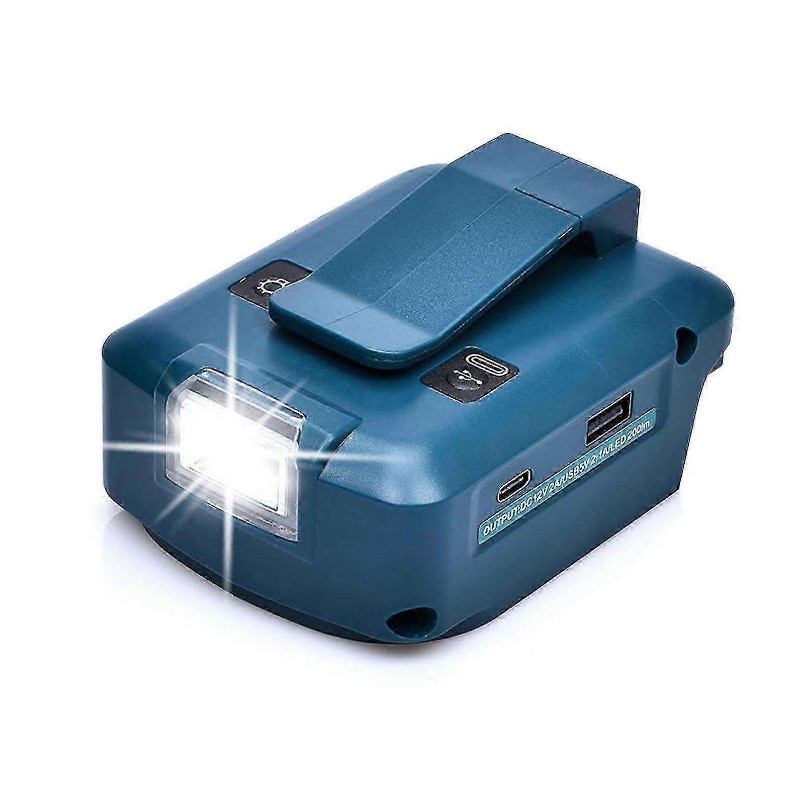 DC Port Portable LED Work Power Source Battery Adapter Fit For Makita 14.4V-18V