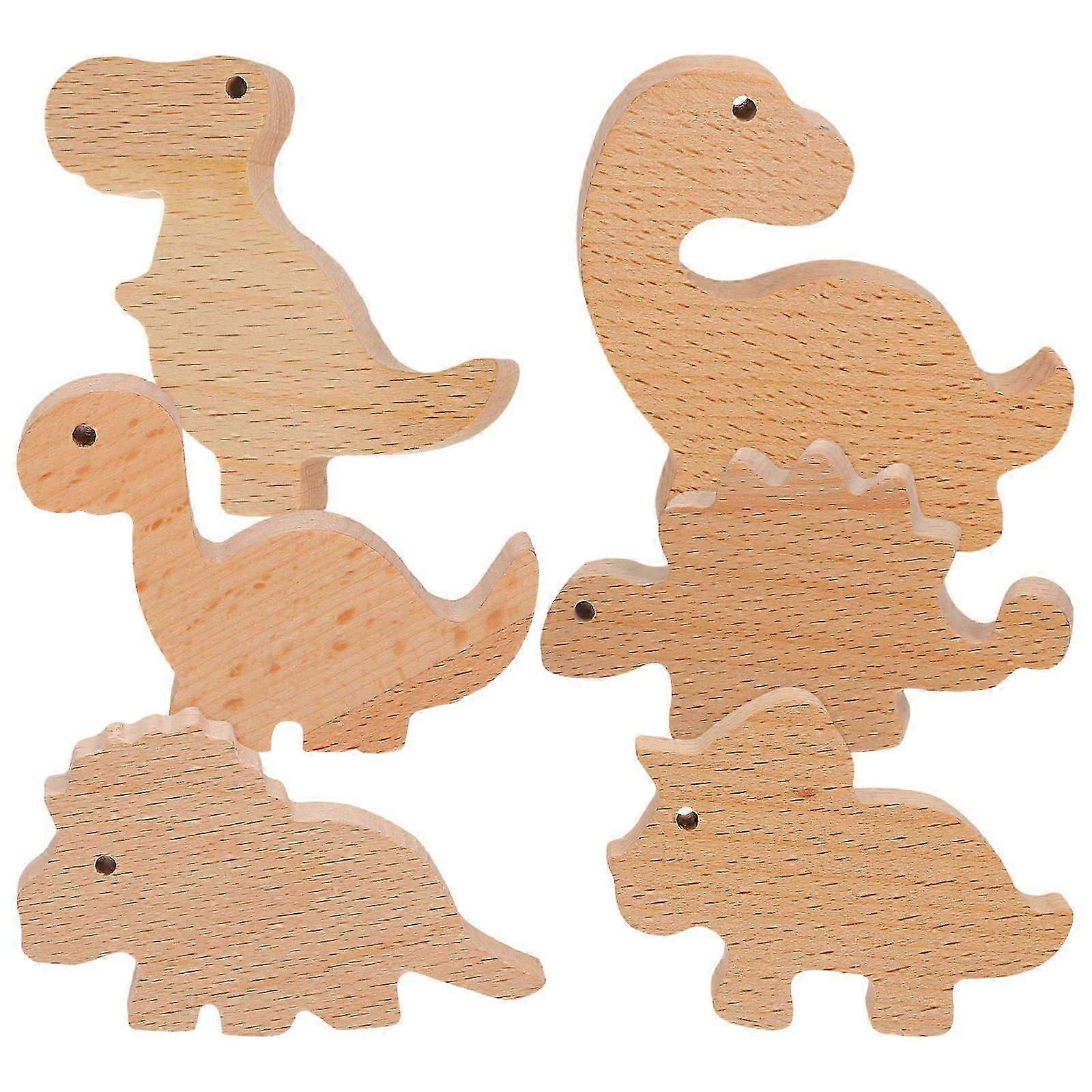 Wooden Knobs Dinosaur Drawer Pulls Vanities Furniture Upgrade 6 Set