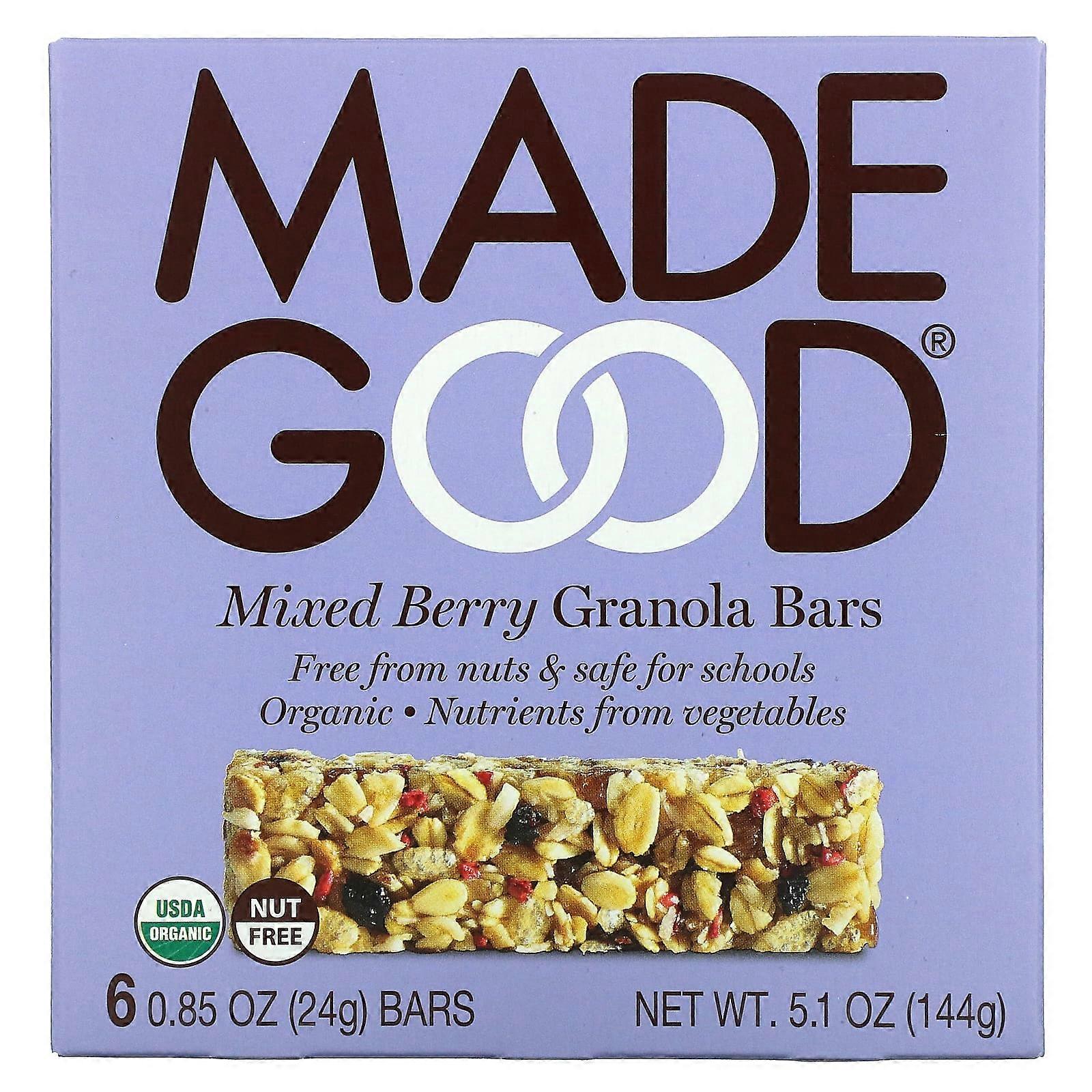 Granola Bars, Mixed Berry, 6 Bars, 0.85 oz (24 g) Each