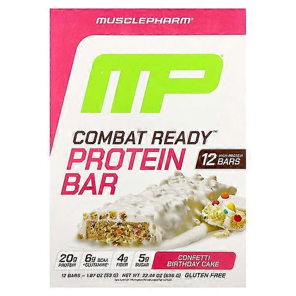 MusclePharm, Combat ReadyÃÂÃÂ¢ÃÂÃÂÃÂÃÂ¢ Protein Bar, Confetti Birthday Cake, 12 Bars, 1.87 oz (53 g) Each