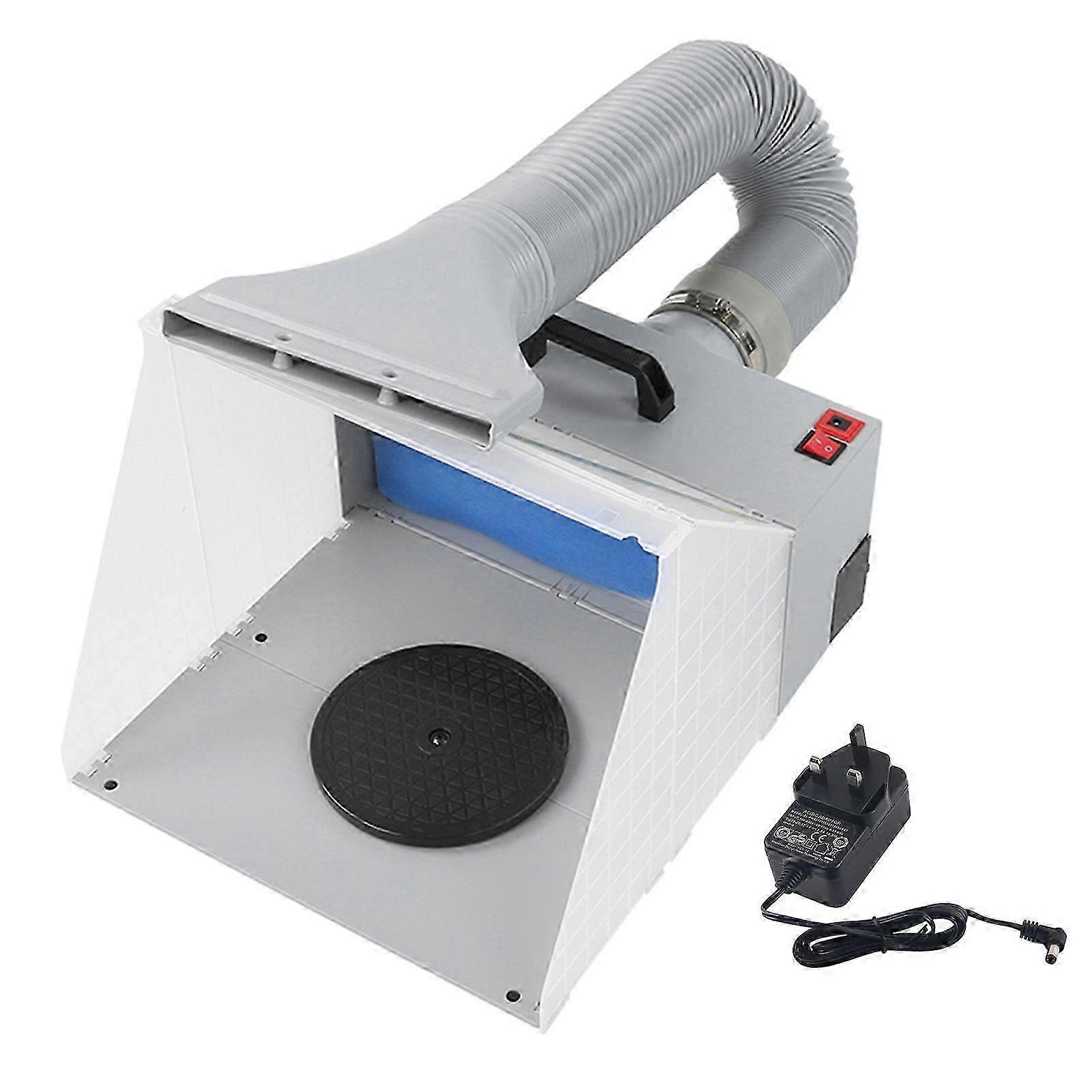 Airbrush Spray Booth with Turn Table Foldable Exhaust Filter Extractor Set for Model Crafts Painting 100240V UK Plug 50HZ