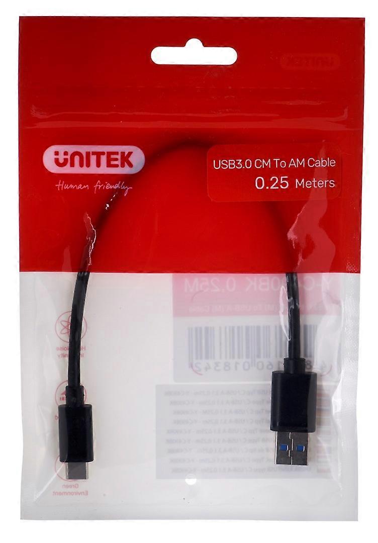 Unitek Cable Usb-c - Usb-a 3.1,m/m,0.25m, Y-c490bk