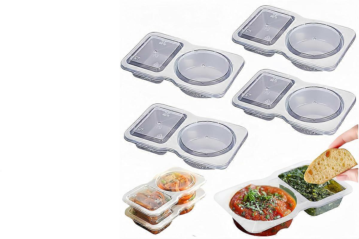 20Pcs Portable Reusable Sauce Container Double Compartment
