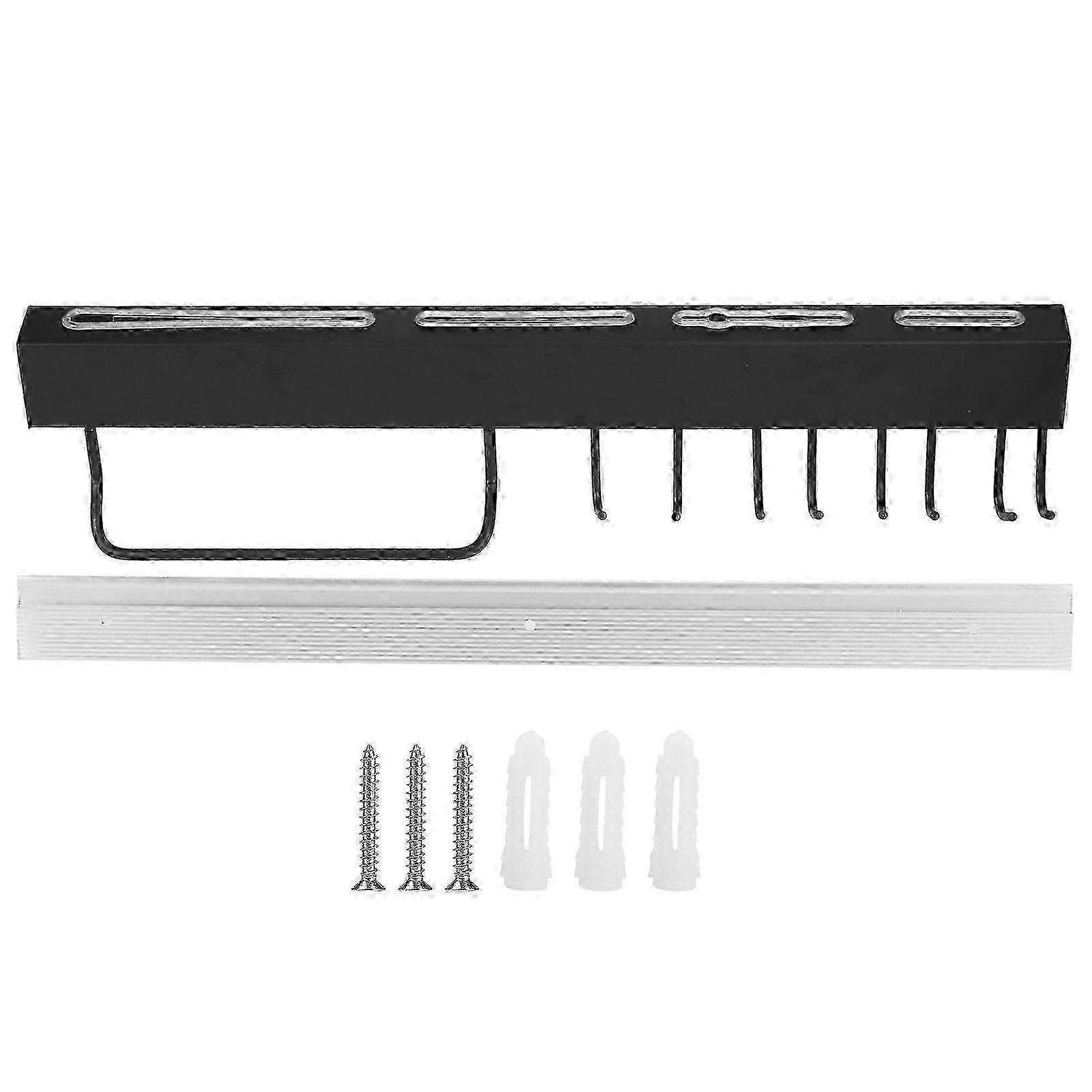 黑色不锈钢壁挂式刀架储物架带钩厨房配件50cm