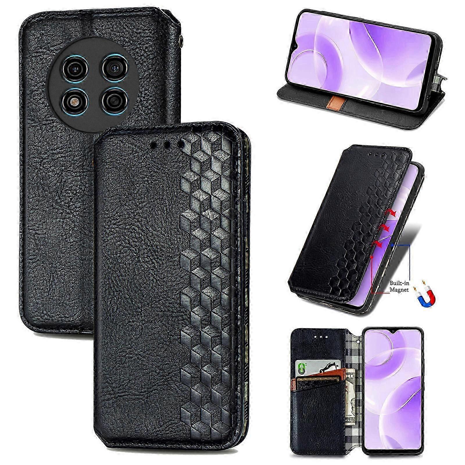 Cubic Grid Pressed Magnetic Leather Phone Case For Ulefone Note 15