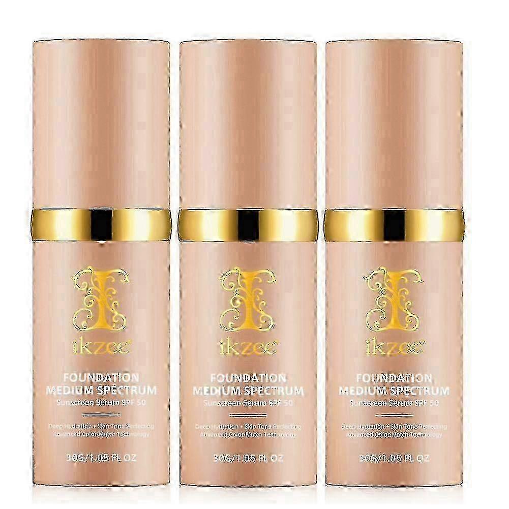 1-3X 4 in 1 Foundation with SPF 50+, Hydrating Color Changing Foundation Longwearing & Waterproof, Medium Spectrum for Gym, Sport, Dancing_li