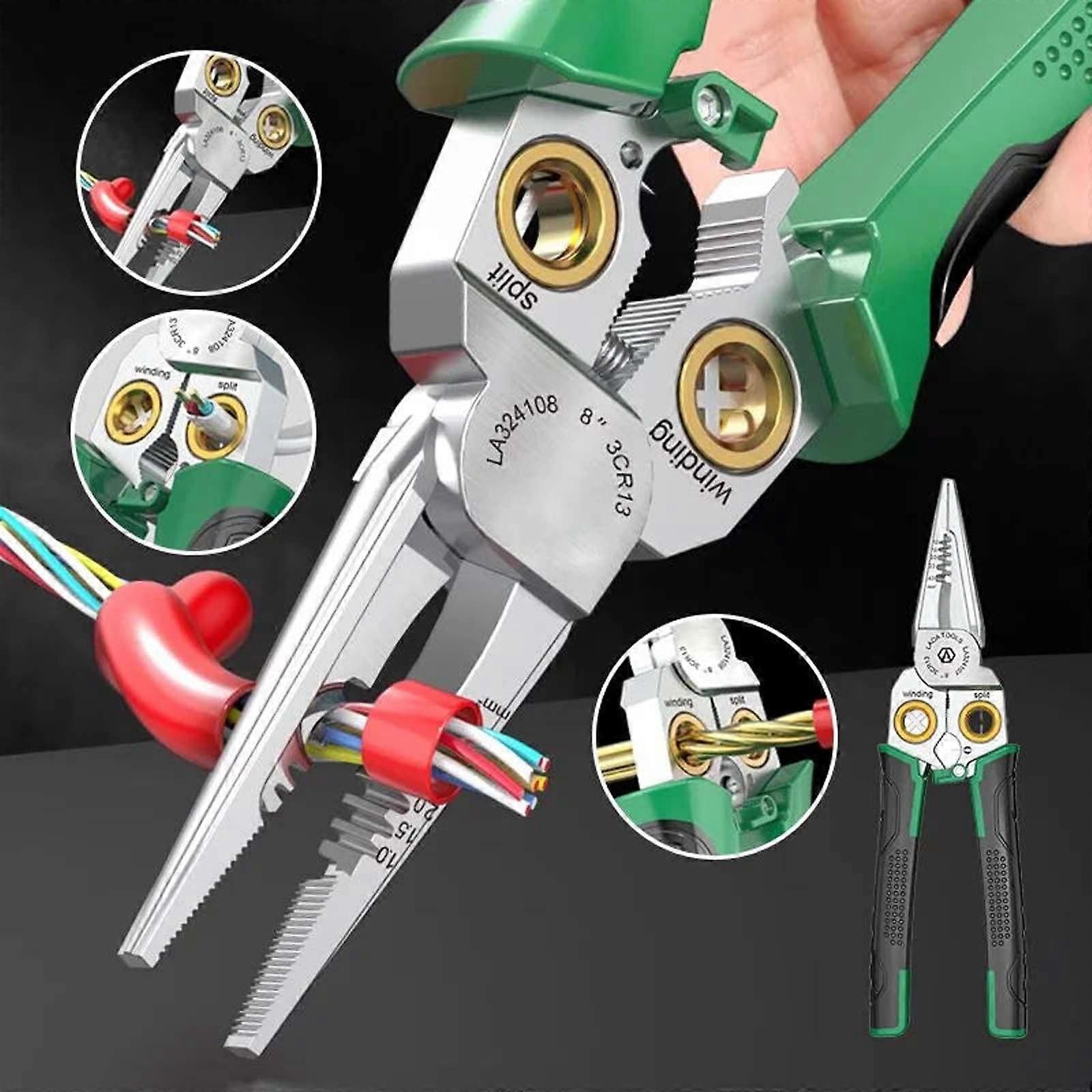7-in-1 Multi-Function Wire Stripper Pliers, Electrician's Special with Power Measurement, Cable Cutting, Pulling & Crimping Tools Clearance