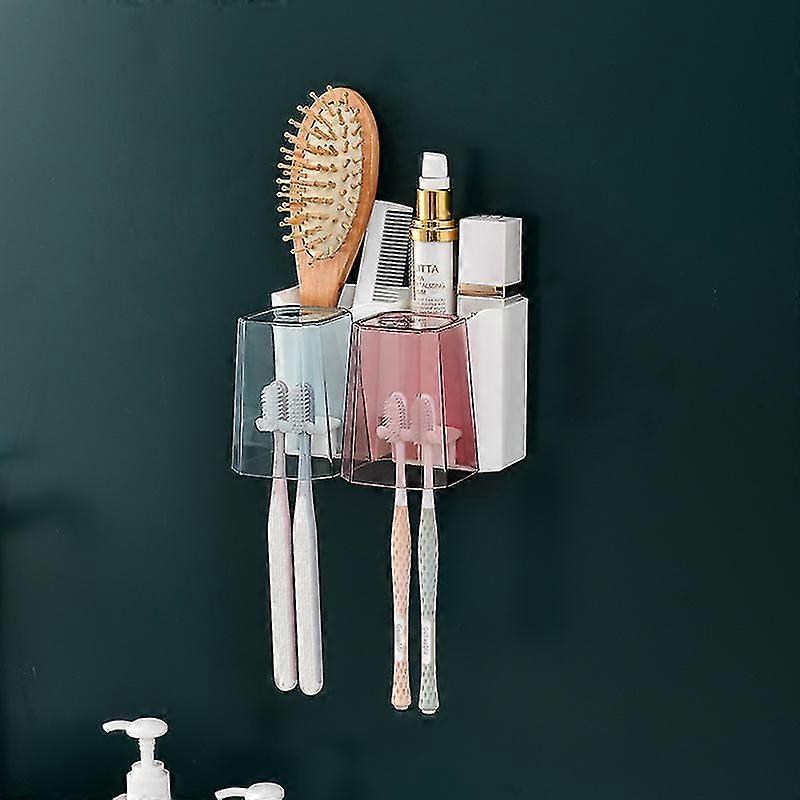 カバー付き歯ブラシホルダー 壁取り付け 粘着式 浴室 洗面所用