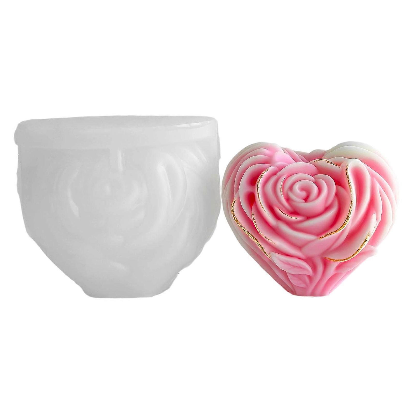 Rose Heart Shape Silicone Candle Molds Easy Demolding for Making Candle Soap Multipurpose Silicone Mould for Epoxy Resin Multicolor