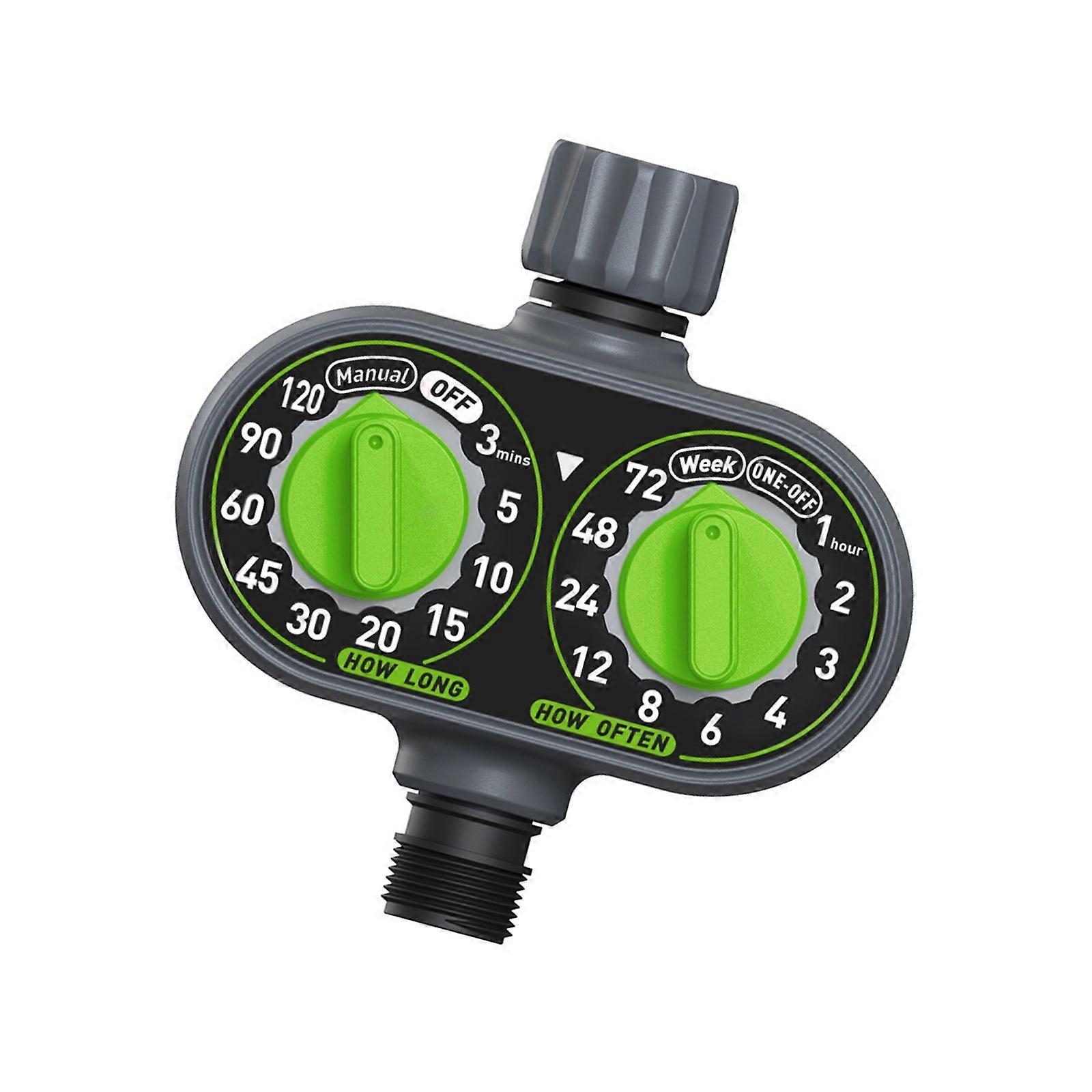 Outdoor Irrigation Timer with 2 Knob Controls Water Saving Design Plastic Housing Simple Setups for Patio Garden Flower  withBSP