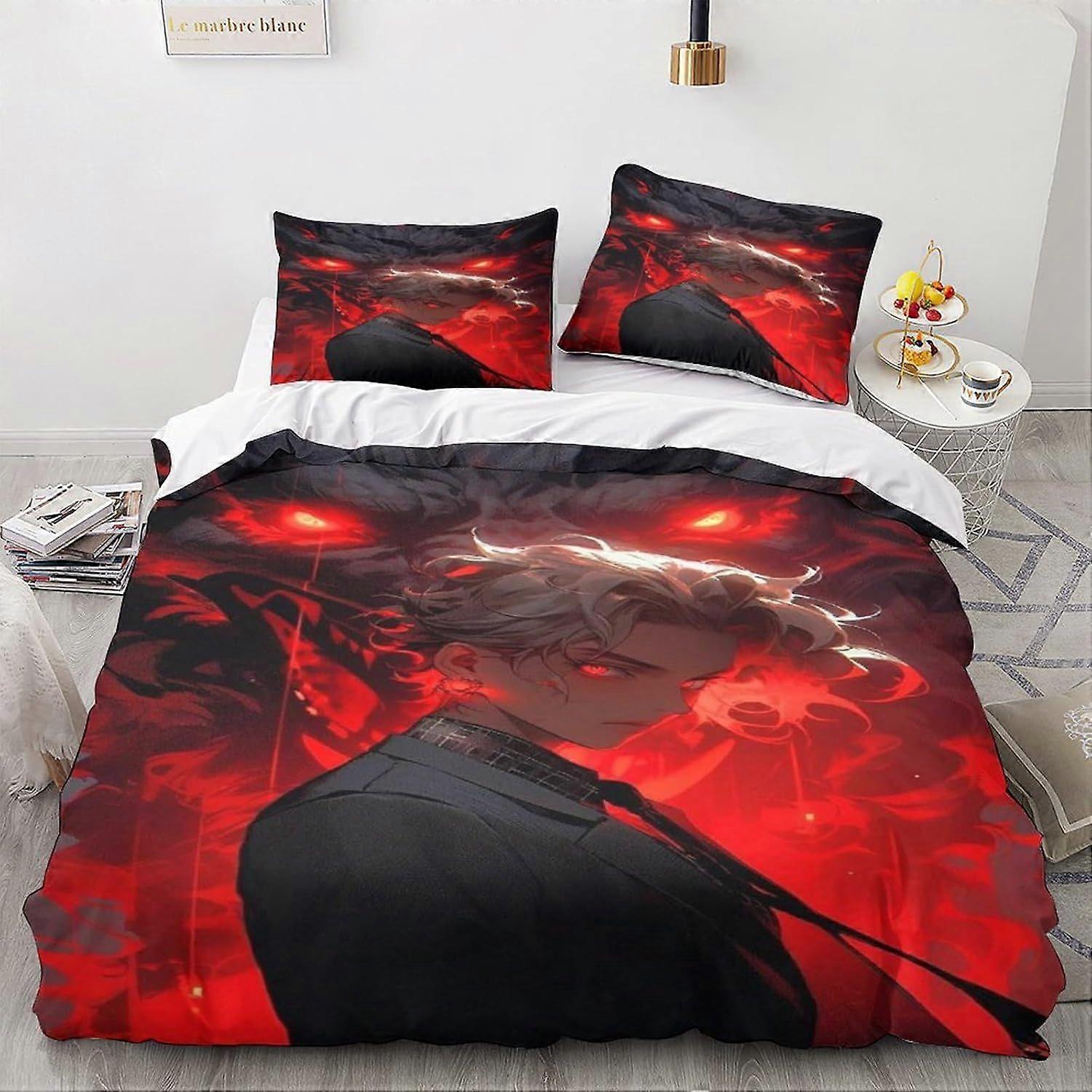 LikeEj Animes و Mangas غطاء لحاف الخيال تصميم طباعة مجموعة الفراش ستوكات ناعمة مع إغلاق سحاب أنيمي غطاء لحاف أكياس وسائد مزدوجة