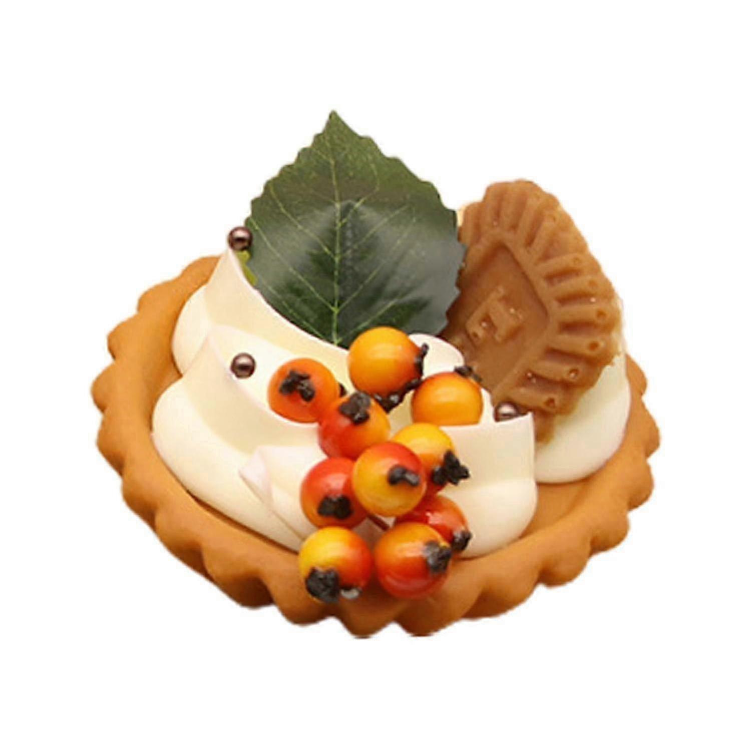 Simulation Cake Model, Realistic Photography Props, Handcrafted Artificial Fruit Cake & Egg Tart Models with Wind Effects