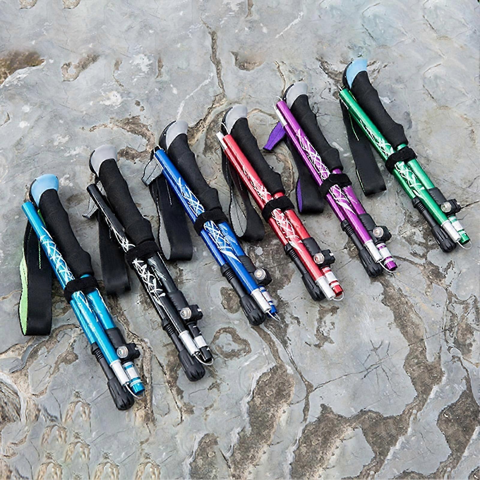 Trekking poles, foldable, lightweight, shockproof, adjustable, unisex.