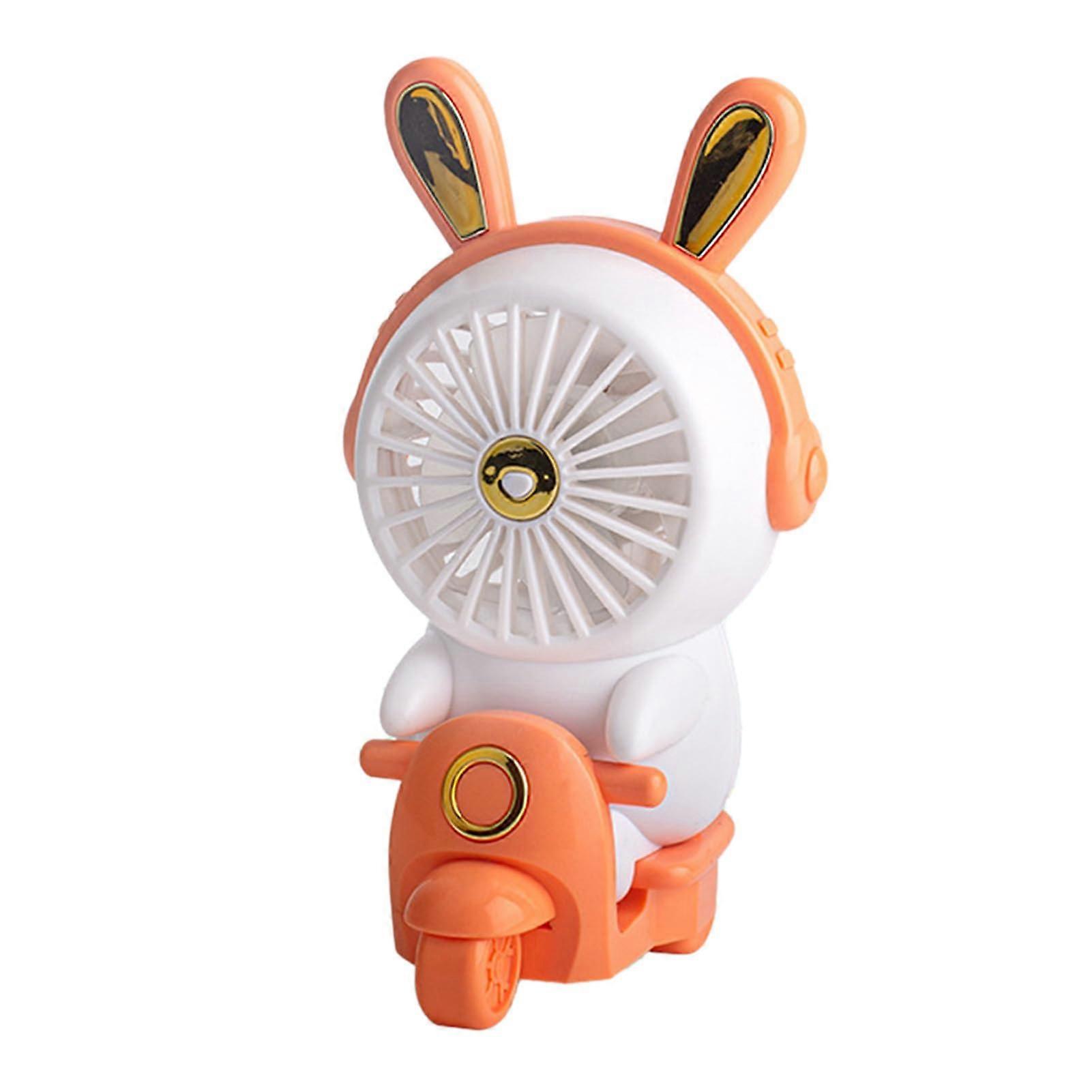 Portable Rechargeable Handheld Fan with LED Light 2 Speed for Outdoor Travel or Desktop Use (Orange)