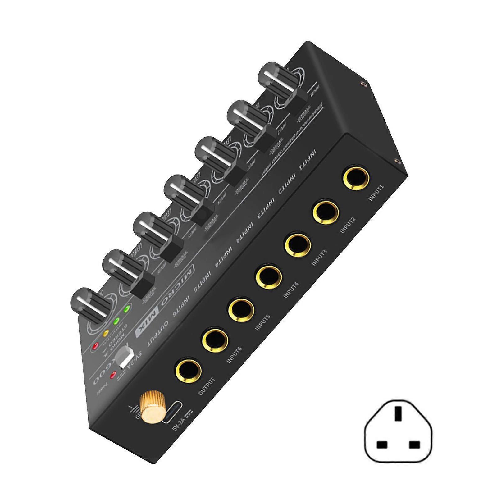 Table de mixage stéréo professionnelle MX600 à 6 canaux avec commutation audio USB, boîtier métallique, pour le son en direct et l'enregistrement en studio, multicolore