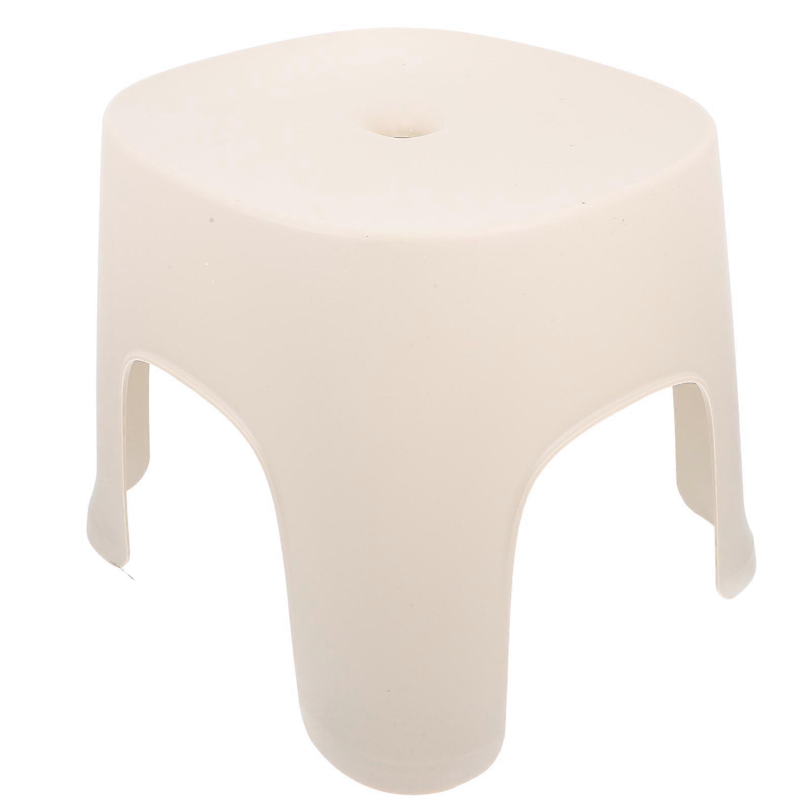 Beige Foot Stool Plastic Step Stool for Home Use One Piece PVC