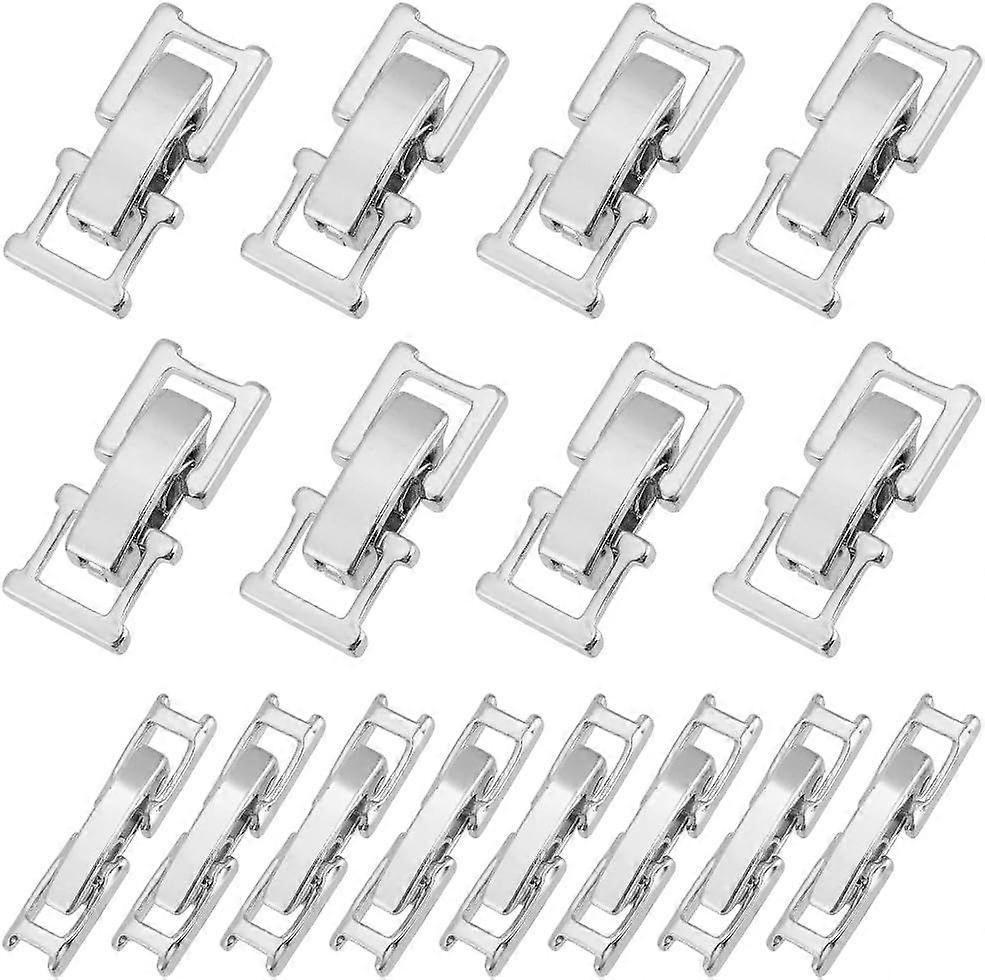 1 Box 16Pcs 15mm Silver Folding Clasp Fold Over Clasp Bulk White Brass Foldover Buckle Metal Fold Clasps Links Extender Clasp for Bracelet Crafts Watc