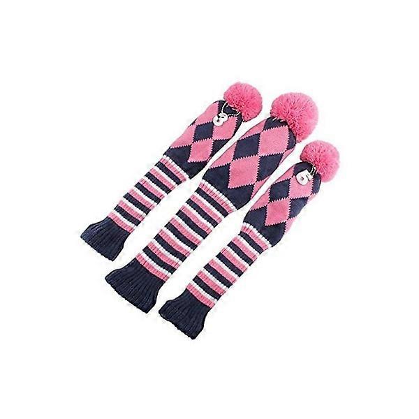 Golf Knit Headcovers Set Pom Pom Sock Covers