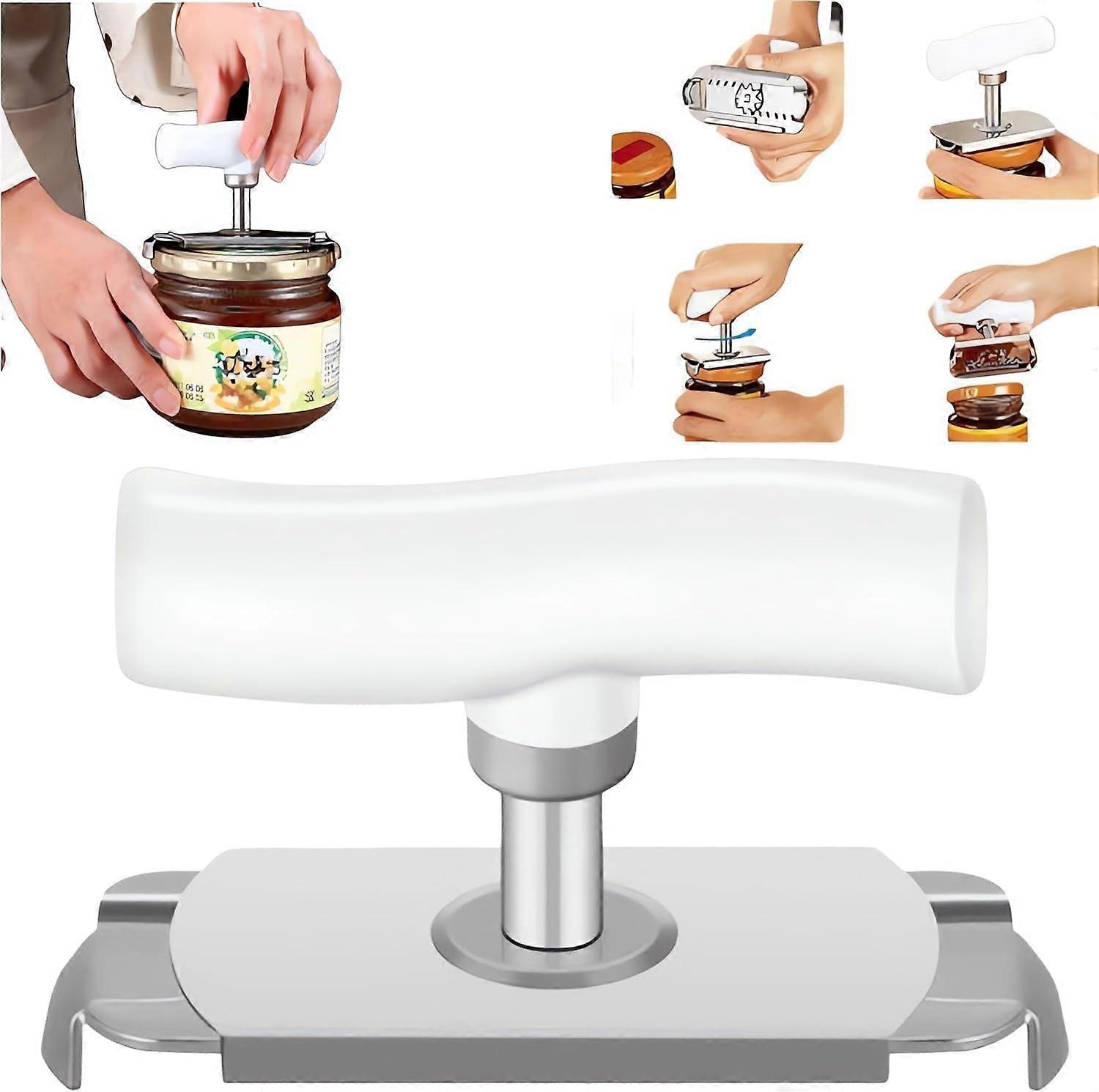 2024 New Arthritis Jar Opener - Compatible with Most Jars, Adjustable Grip for Weak Hands, Stainless Steel Lid Opener for Seniors