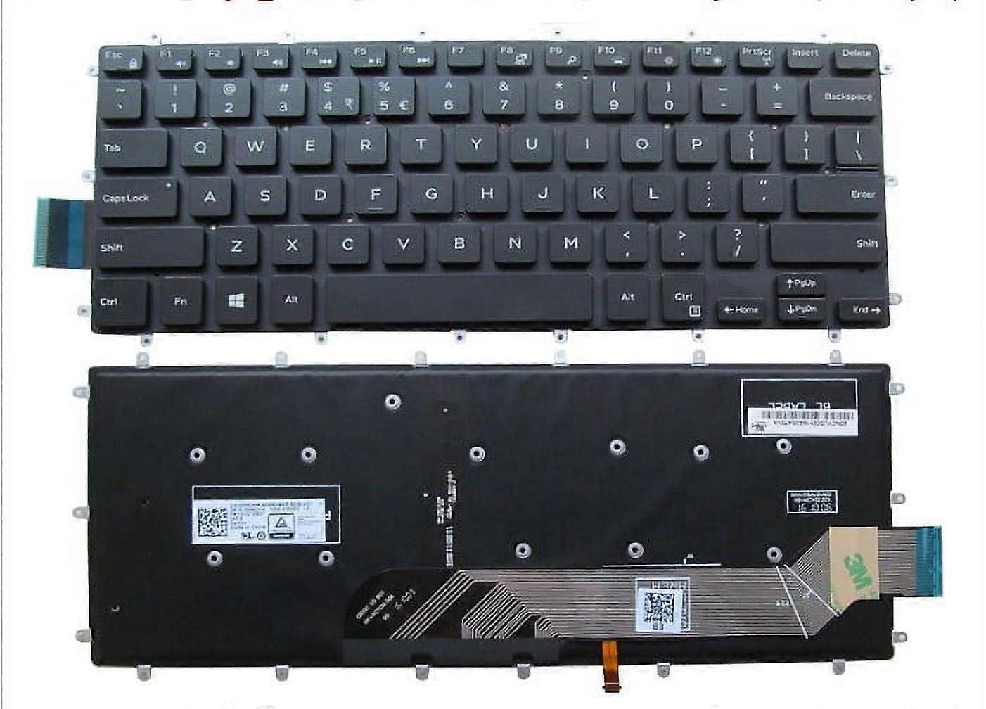 New Backlit Keyboard for Dell Inspiron 14 7460, Latitude 13 3379/3390/3490 - US Layout Black (Without Palmrest) compatible with