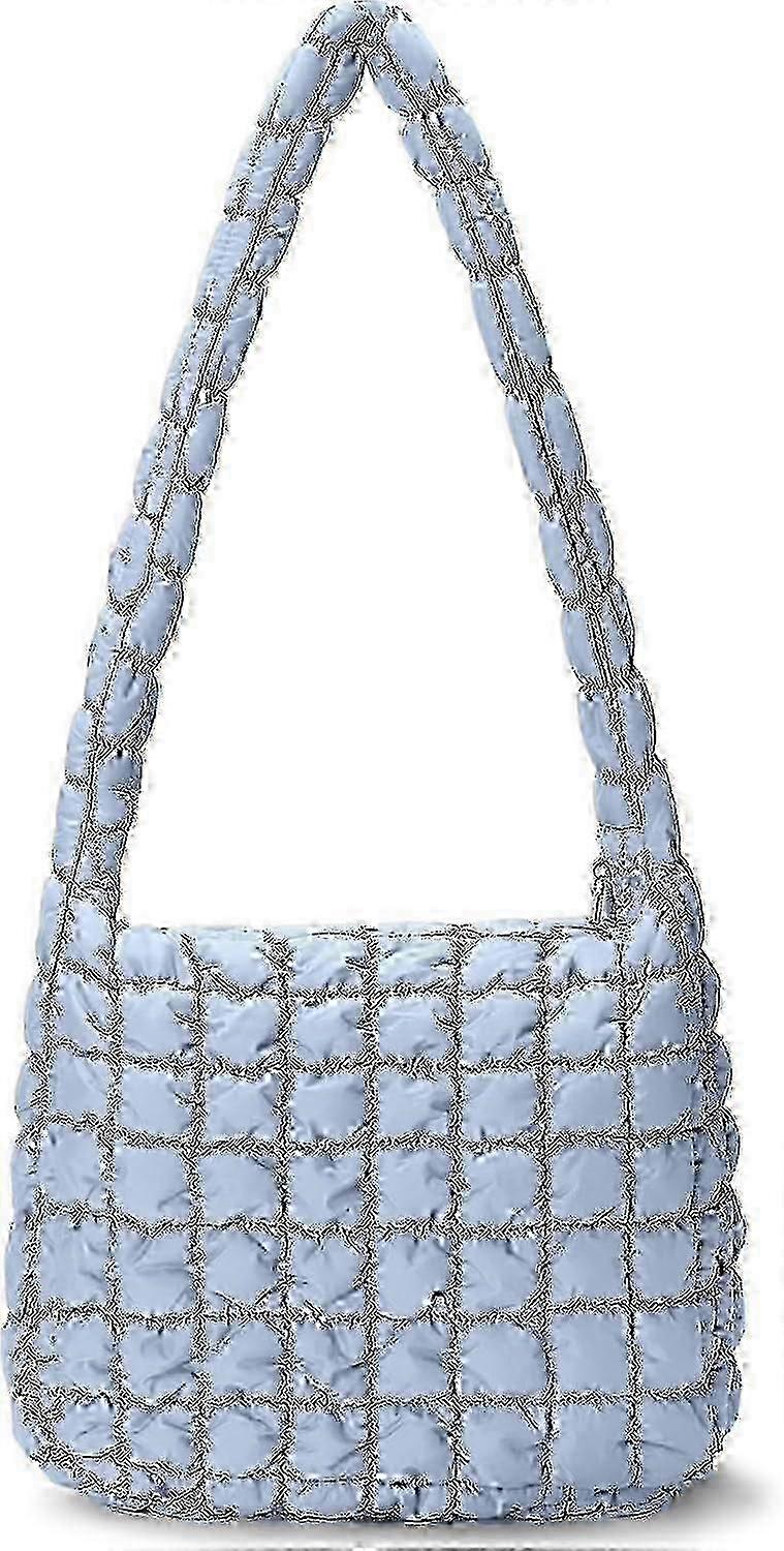 حقيبة يد مبطن خفيفة الوزن للنساء ، حقيبة يد كروس بودي باللون الأزرق الفاتح