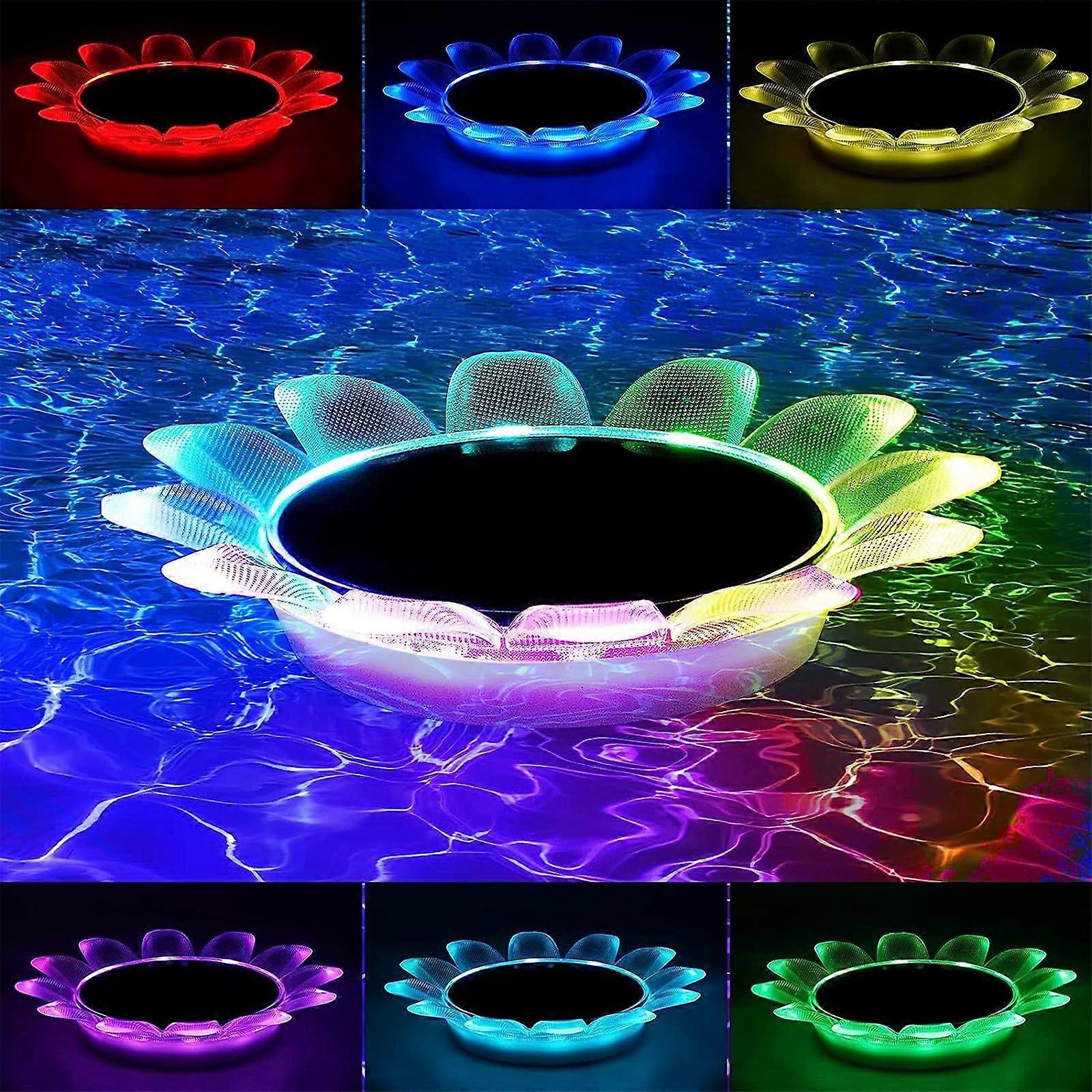 Solar Floating Pool Lights Sunflower 2 Pack Remote RGB Color Changing Waterproof LED for Pool Fountain Decor