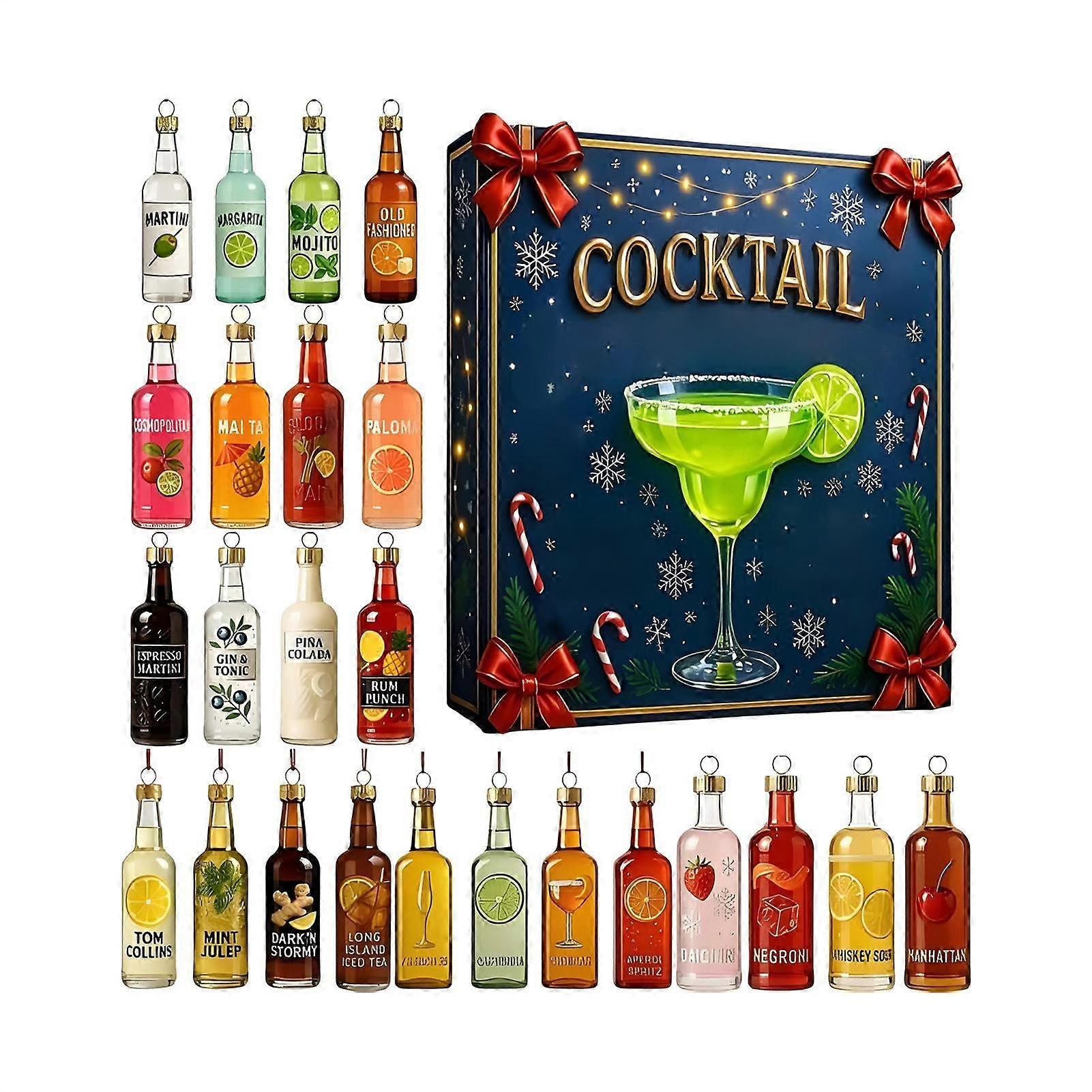 2025 Cocktail Advent Calendar, 24Day Durable Acrylic Christmas Countdown for Home and Bar