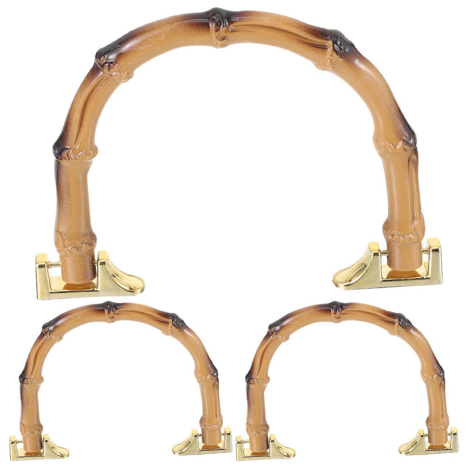 Bamboo Decorative Bag Handle for Replacement 3Pcs Plastic Handbag Handles
